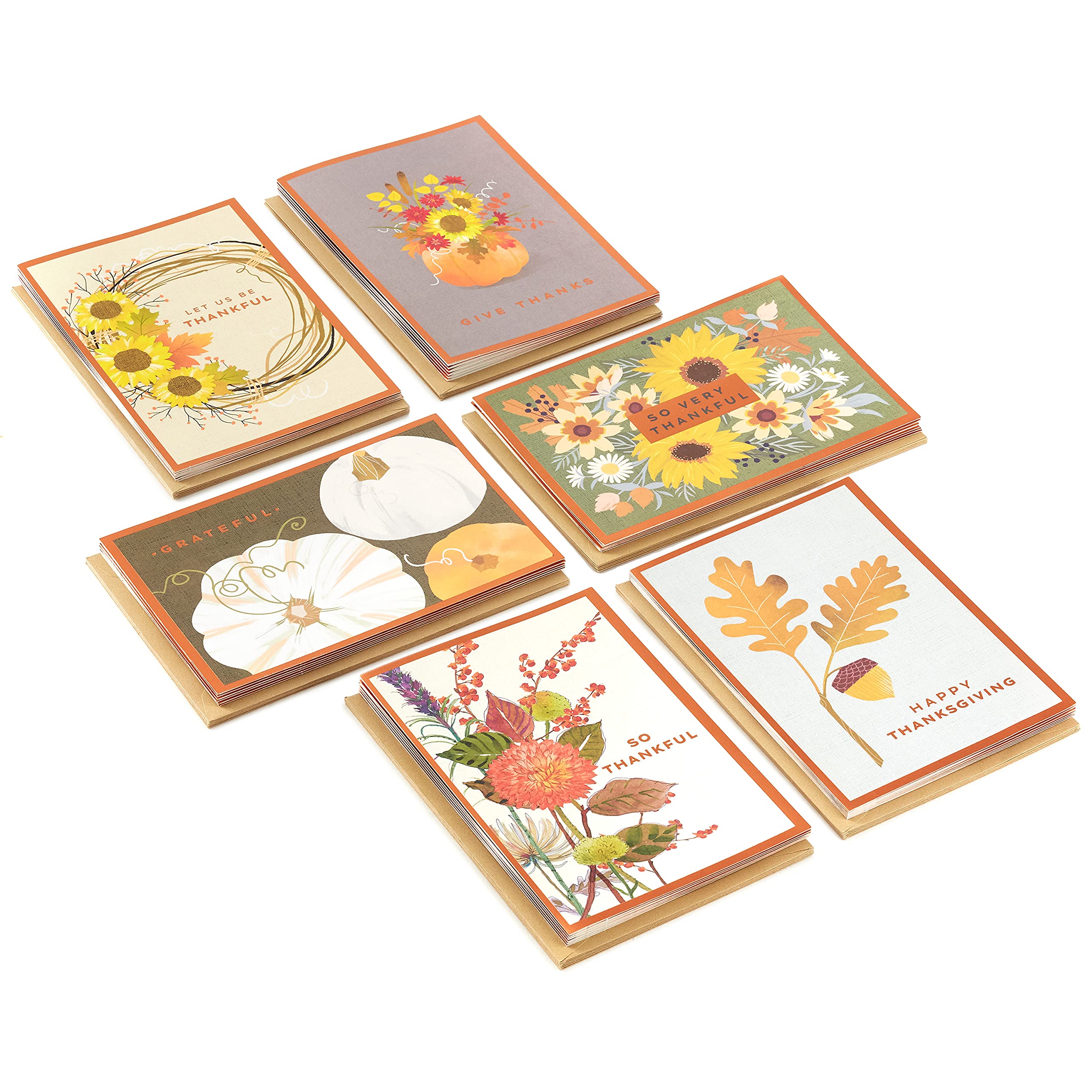 Hallmark Thanksgiving Greeting Cards - 36 Assorted Thankful Cards with Envelopes for Family & Friends | Perfect for Holiday Wishes, Office Parties & Home Decor