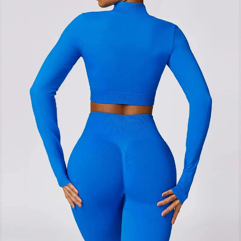 Women's Seamless Long Sleeve Gym Crop Top - Quick Dry Yoga Shirt, Sports Short Jacket for Workout, Running & Activewear | Perfect for Yoga, Gym, Pilates & Outdoor Activities