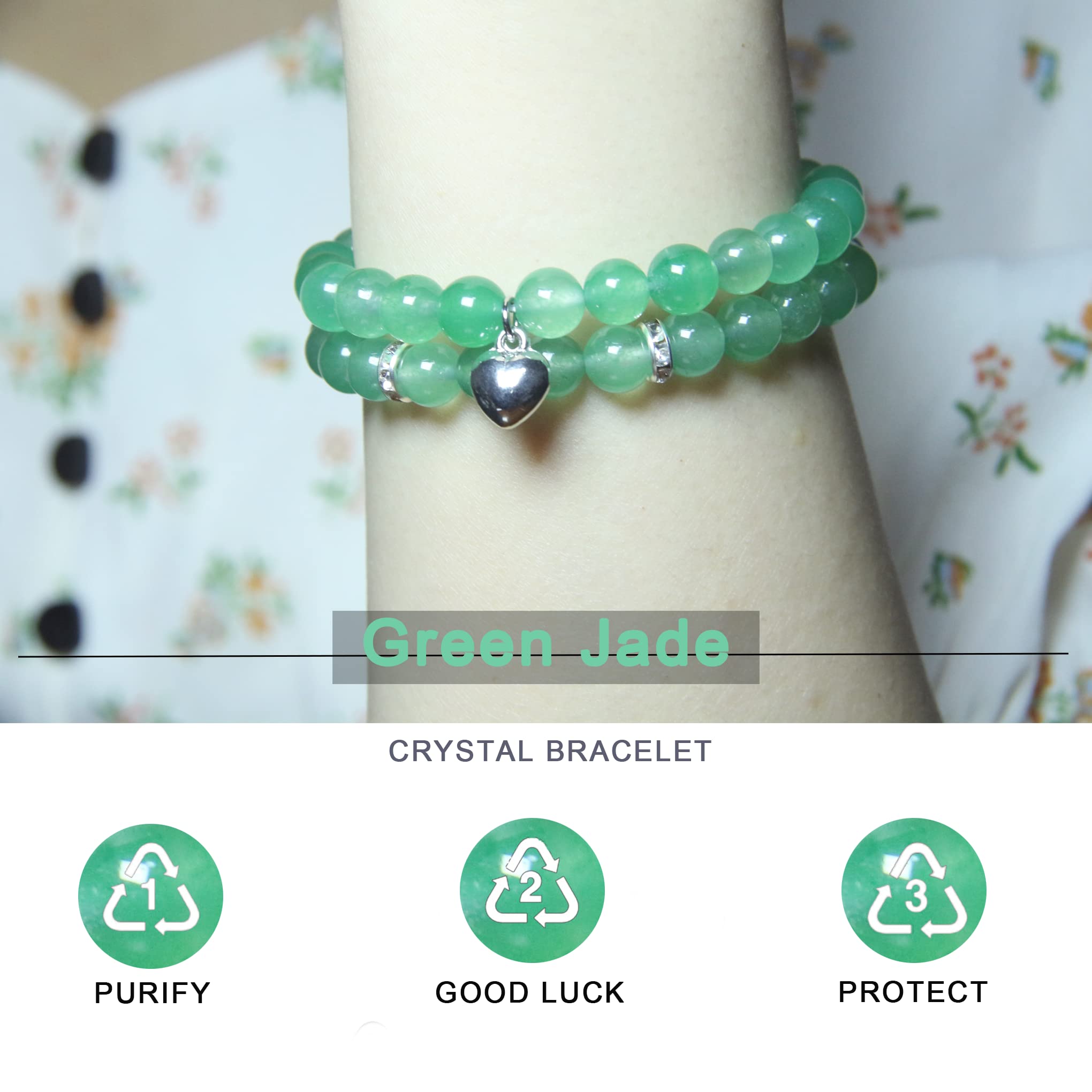 Healing Bracelets for Women - 8mm Green Aventurine Crystal Bracelet with Natural Stone Beads for Stress Relief, Yoga & Meditation | Spiritual Wellness Jewelry, Get Well Soon Gift for Her | Perfect for Daily Wear, Energy Healing & Positive Vibes