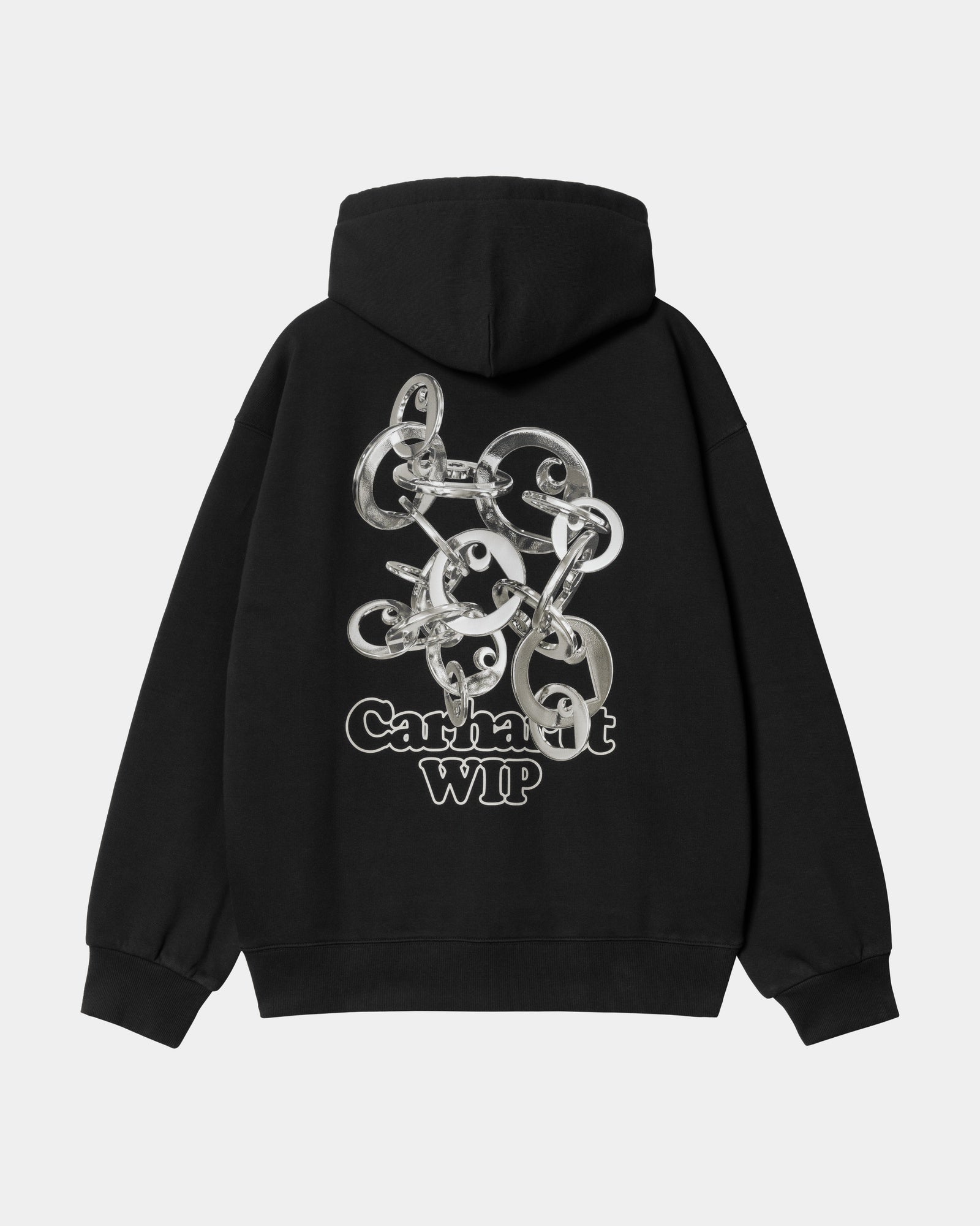 Charm Link Hooded Sweatshirt - Black & Silver Stone Washed | Cozy Pullover for Women | Perfect for Casual Outfits, Layering & Streetwear Fashion