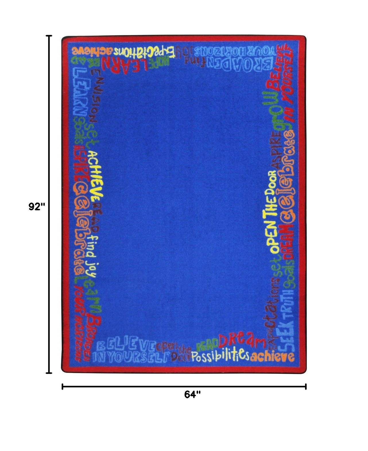 Joy Carpets Kid Essentials Read Believe & Achieve Multicolor Children's Rug 5'4