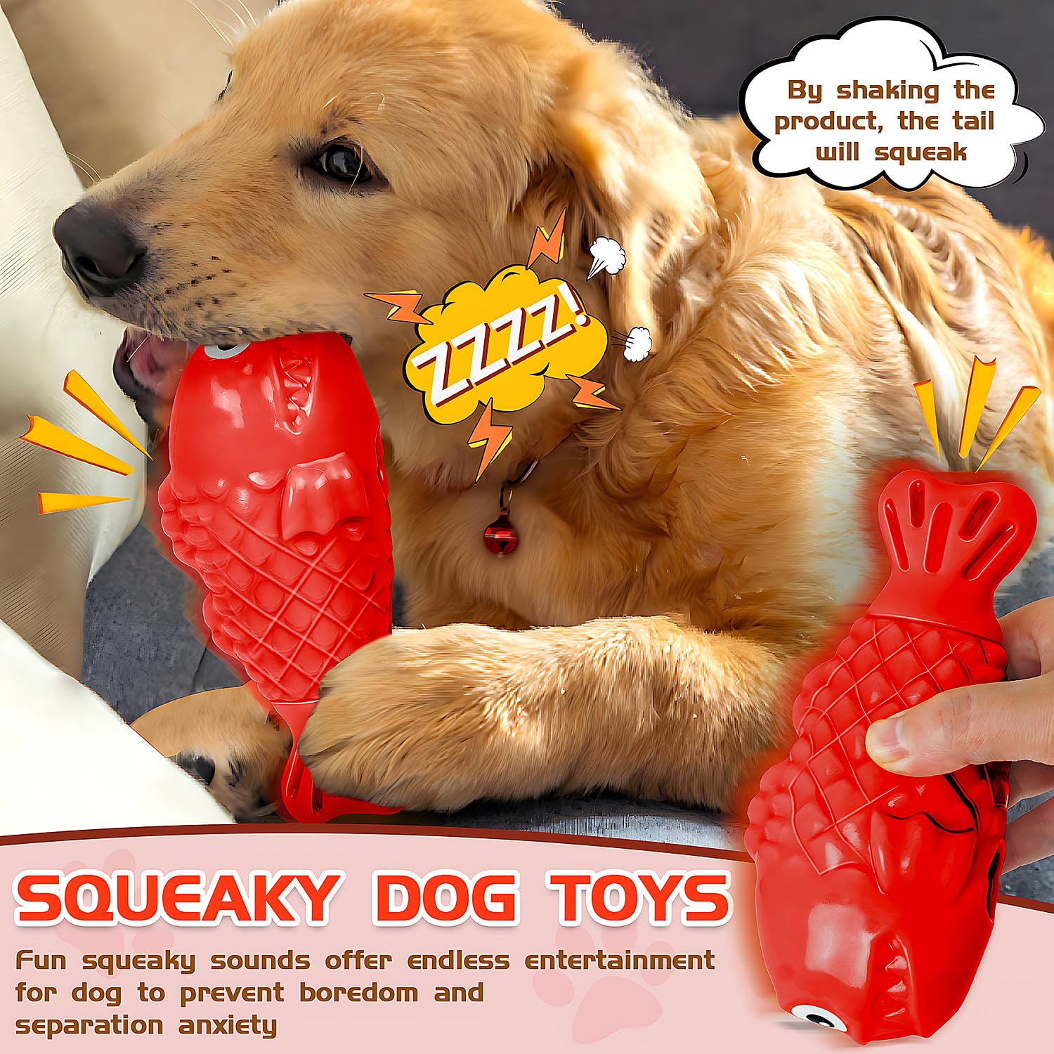 **Indestructible Dog Chew Toys for Aggressive Chewers - Tough Nylon Bone Treat Dispenser for Large & Medium Breeds - Interactive Squeaky Durable Chew Toy (Red) - Perfect for Playtime, Training & Anxiety Relief**