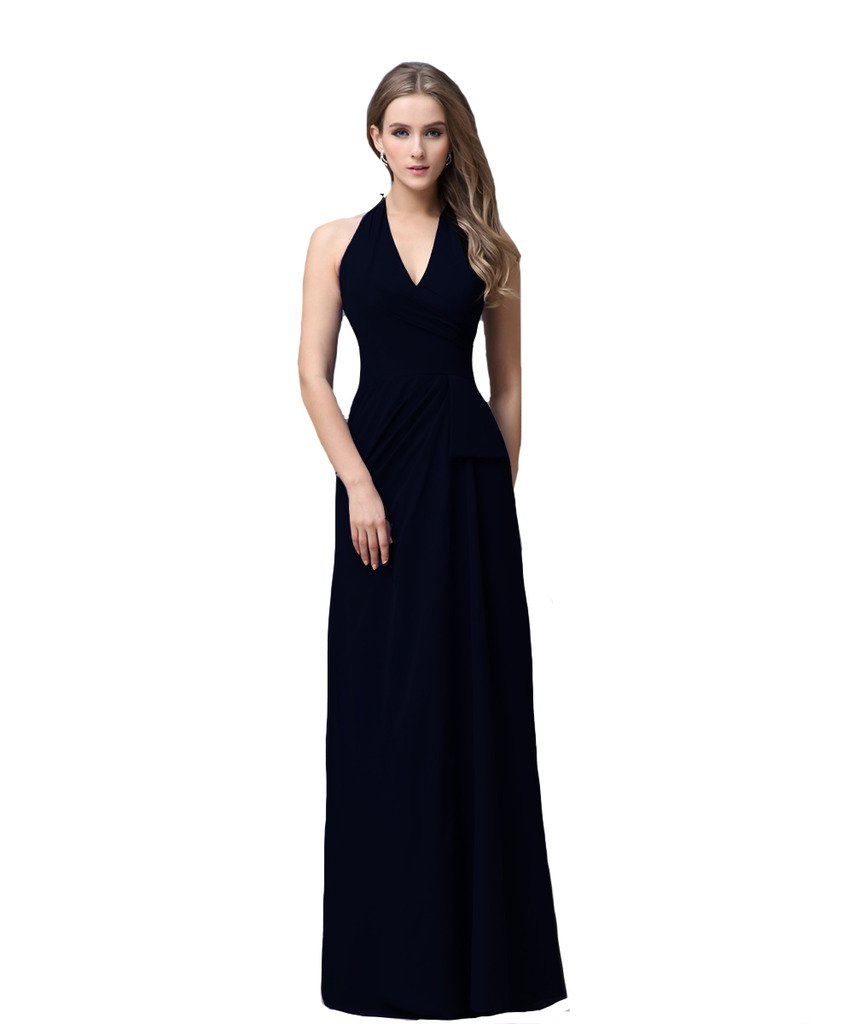Kivary® Women's V-Neck Chiffon A-Line Formal Evening Dress - Elegant Bridesmaid Gown for Weddings, Prom & Special Occasions