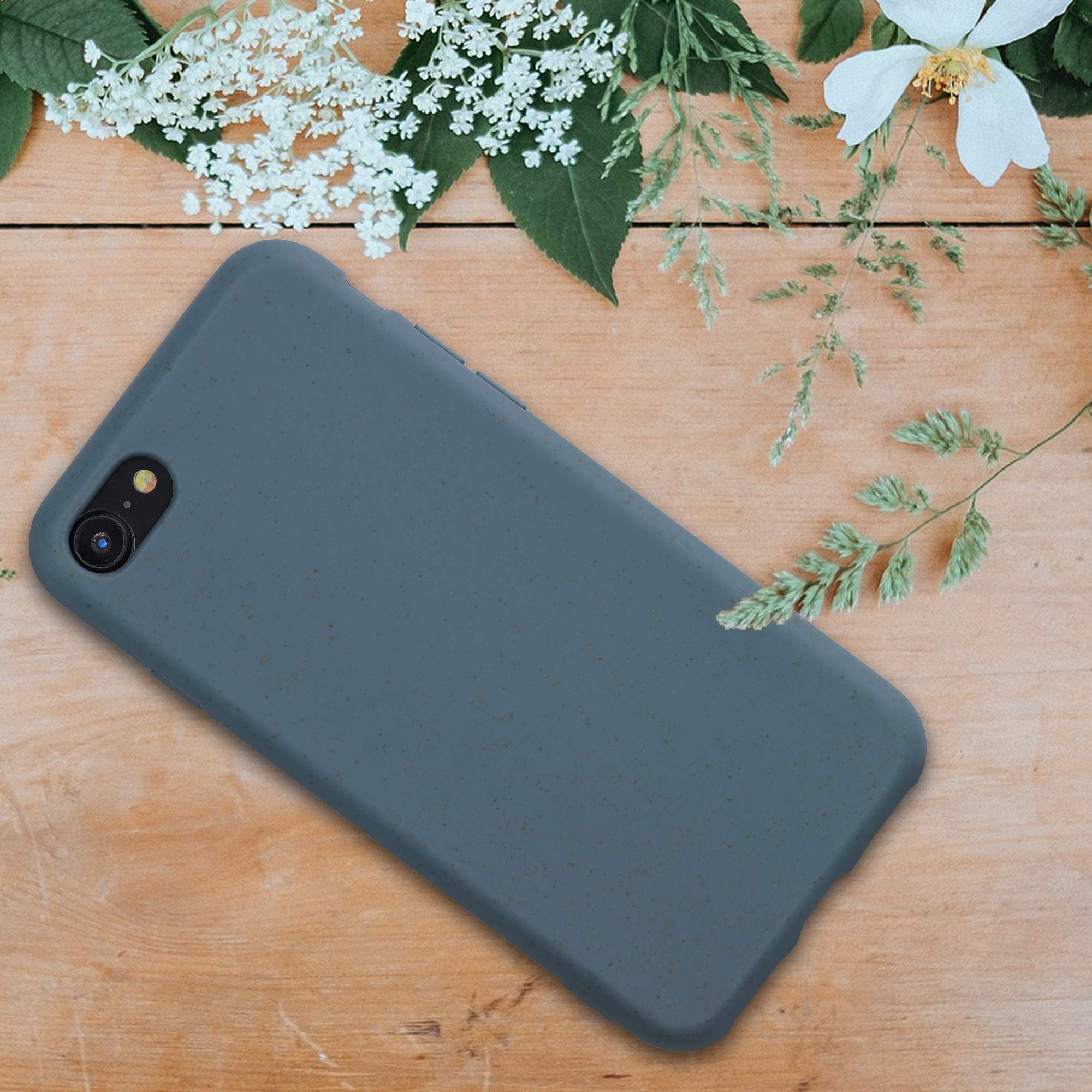 Eco-Friendly Wheat Straw iPhone Case Compatible with iPhone SE 2022/2020 & iPhone 8/7 - Biodegradable TPU Matte Cover in Dark Slate - Perfect for Daily Use, Travel & Outdoor Activities