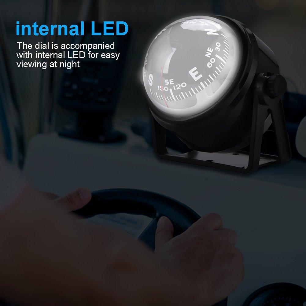 **Boat Compass - High Precision LED Military Digital Magnetic Compass for Marine, Boating & Car Navigation - Perfect for Outdoor Adventures, Hiking & Emergency Survival Kits**