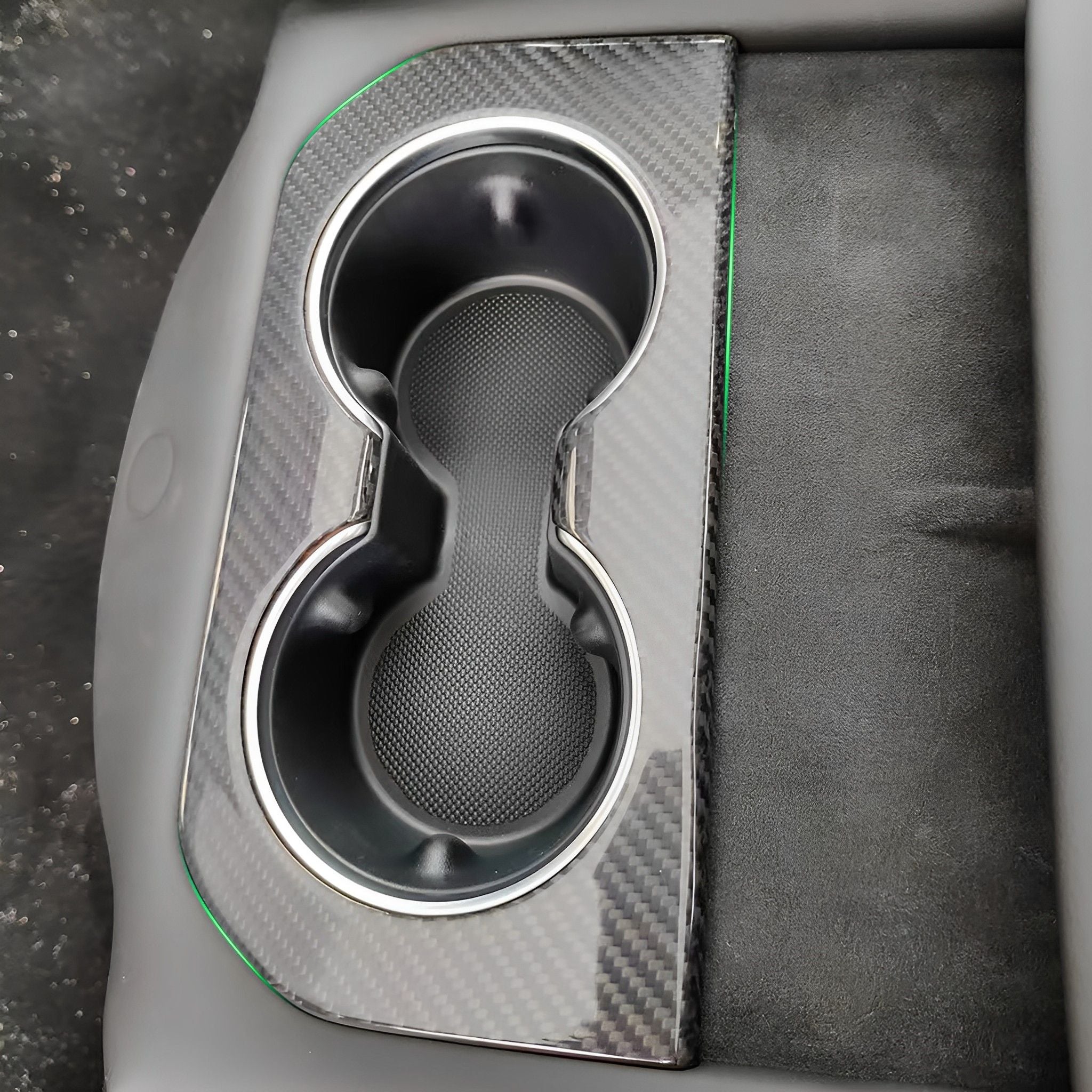 Premium Carbon Fiber Cup Holder Trim for Tesla Model S 2021-2023 | Interior Upgrade Accessories & OEM Fit Protection | Perfect for Daily Driving & Car Enthusiasts