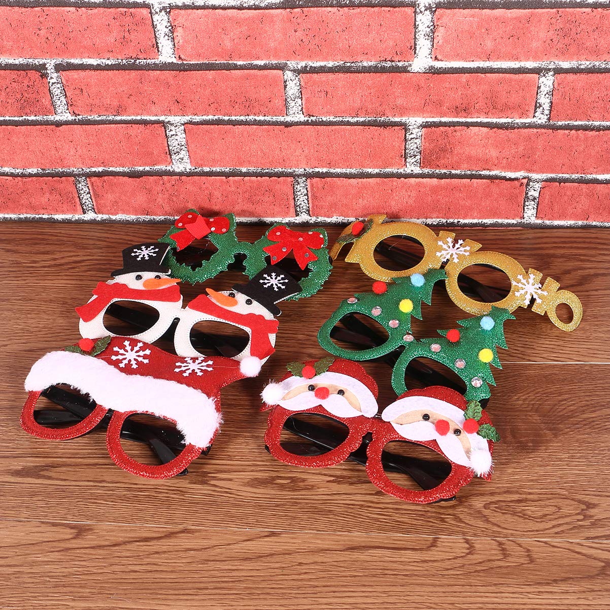 NUOBESTY 6pcs Christmas Party Glasses - Sparkly Holiday Eyewear for Kids, Festive Cocktail Party Accessories, Funny Xmas Fancy Dress Costume Frames - Perfect for Christmas Celebrations, Family Gatherings & Holiday Photo Booths