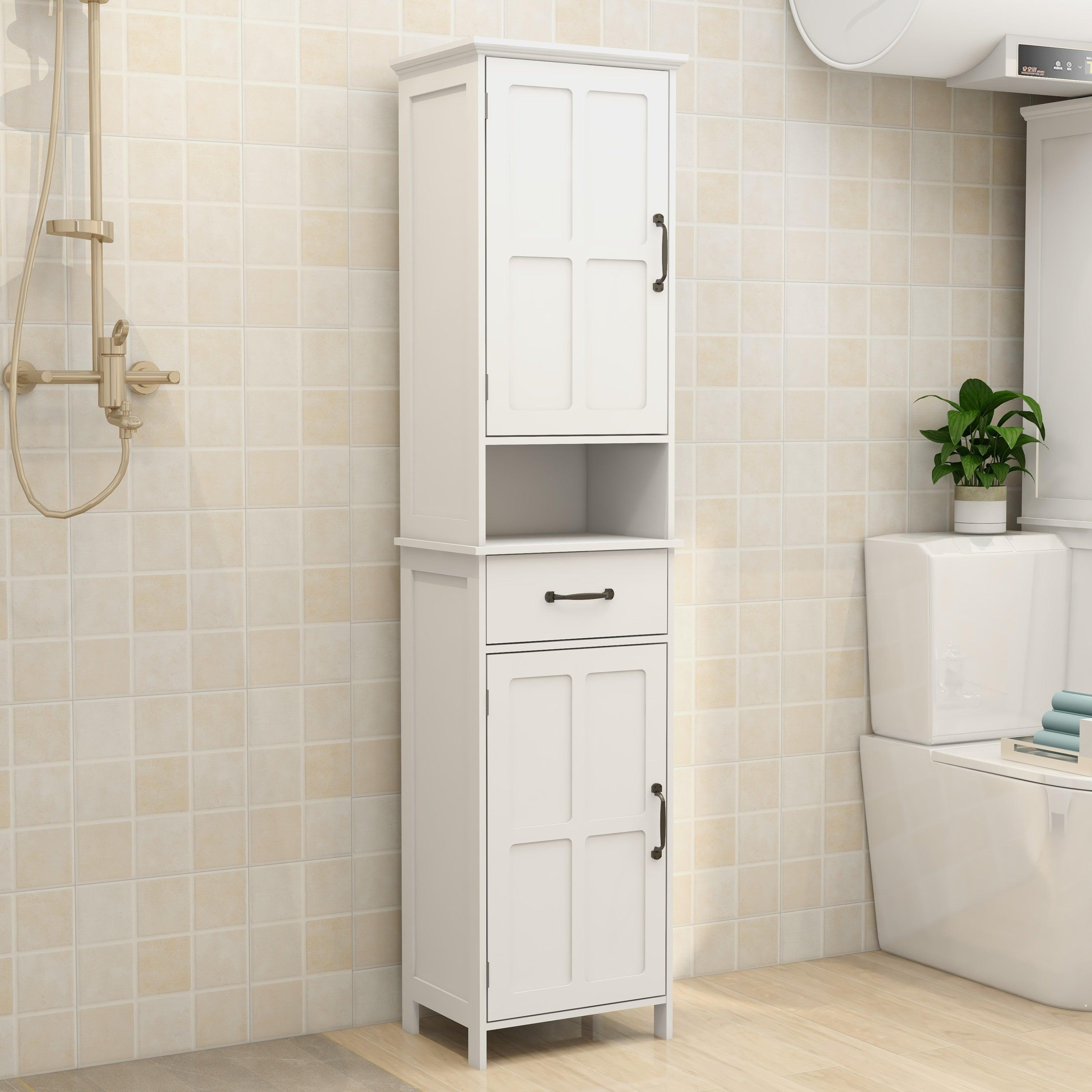 Double Door Narrow Height Slim Floor Standing Cabinet - Space-Saving Storage for Small Rooms & Apartments | Perfect for Bedroom, Living Room & Entryway Organization