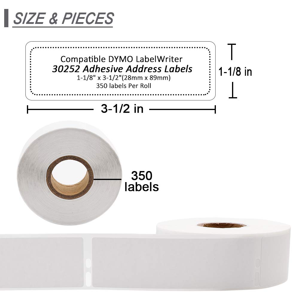 Dymo 30252 Compatible Labels - 1 1/8