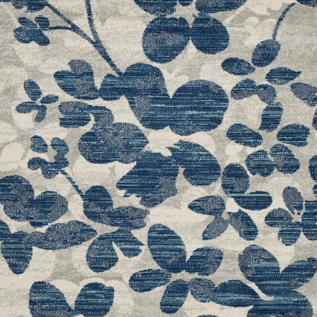 SAFAVIEH Evoke Collection 8' x 10' Floral Area Rug - Soft Non-Shedding, Grey & Light Blue (EVK236J) for Living Room, Bedroom, Dining & Home Office Decor