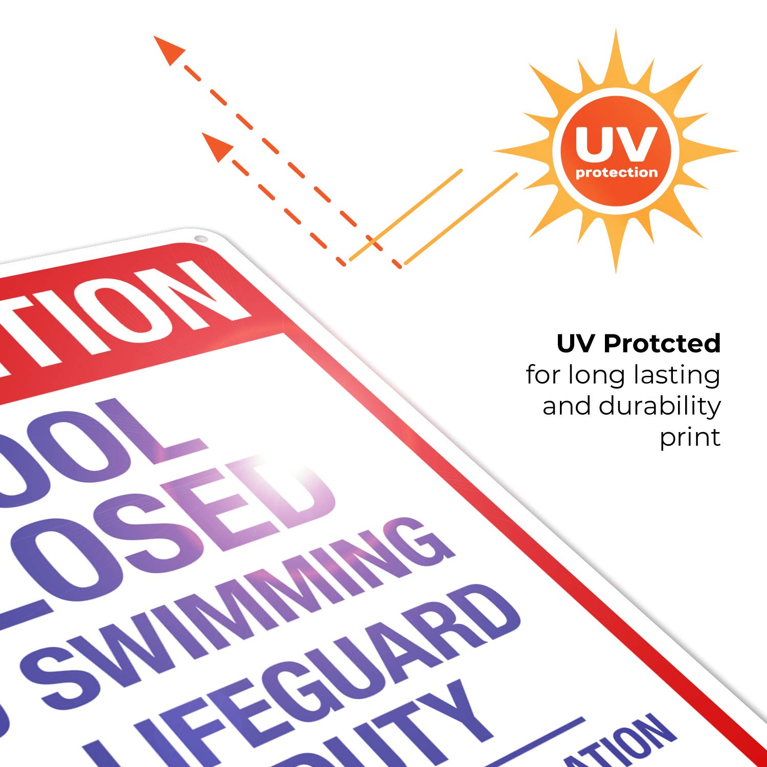10x14 Inches Sigo Signs Pool Closed Attention Sign - Rust Free .040 Aluminum, Fade Resistant for Indoor/Outdoor Use - Perfect for Public Pools, Water Parks & Community Centers - Made in USA