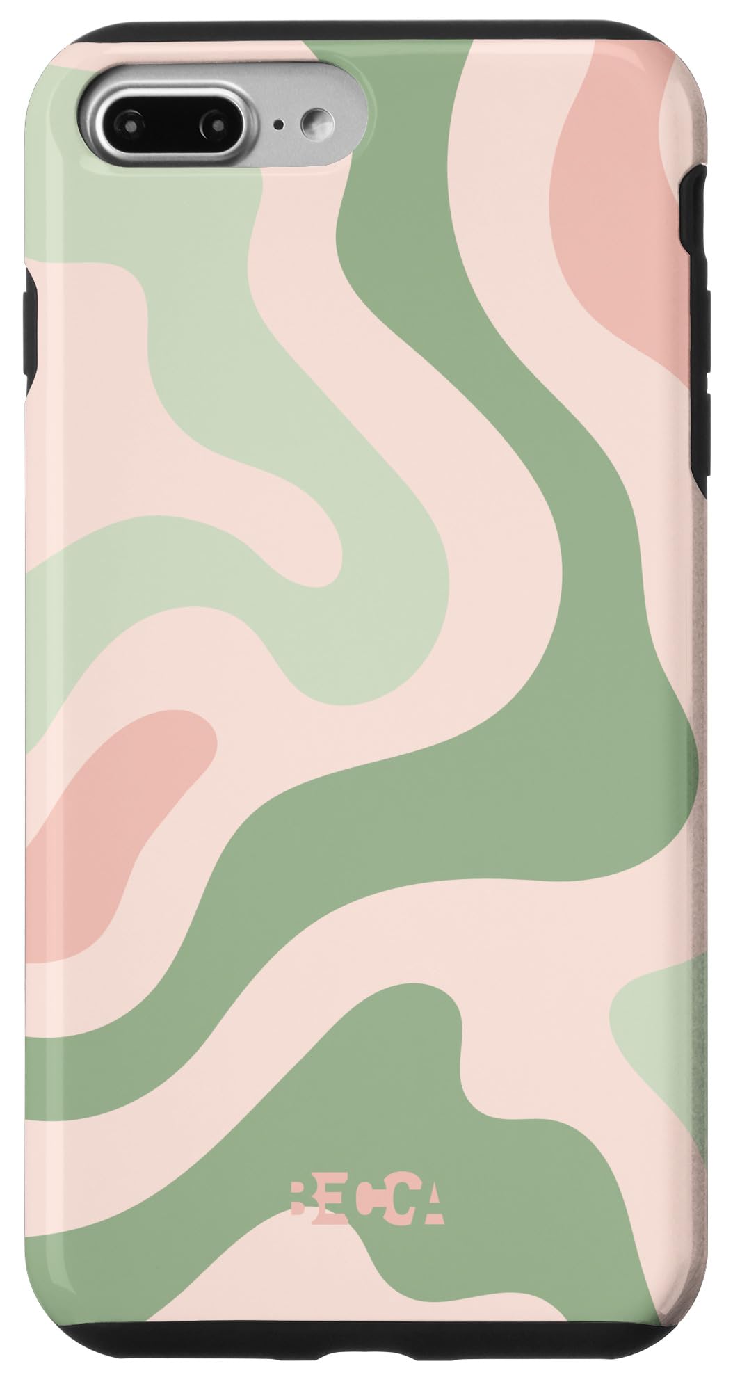 iPhone 7 Plus/8 Plus Sage Green Retro Liquid Swirl Abstract Pattern Pink Phone Case - Stylish Protection for Everyday Use