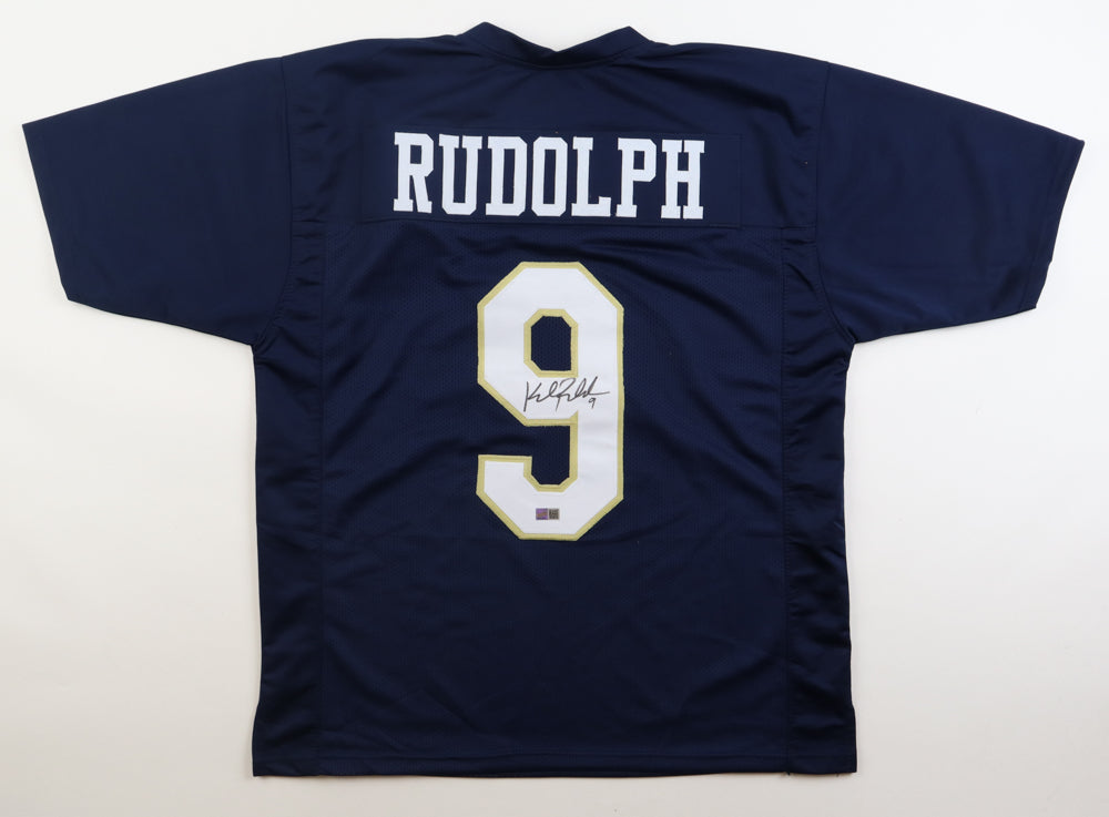 Kyle Rudolph Autographed Notre Dame Blue #9 Custom Football Jersey - Authentic Signed Memorabilia for Collectors & Fans - Perfect for Game Day, Display, and Gifting