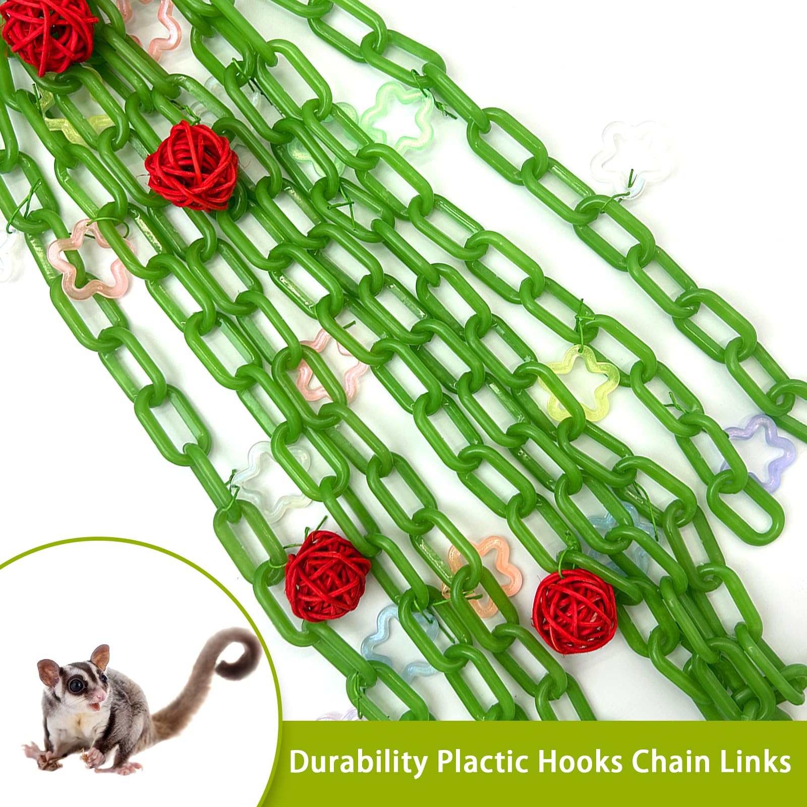Glow in the Dark Sugar Glider Climbing Toys - Hanging Swing & Exercise Accessories for Sugar Gliders, Hamsters & Rats - Cage Enrichment for Climbing, Jungle Exploration & Nighttime Play