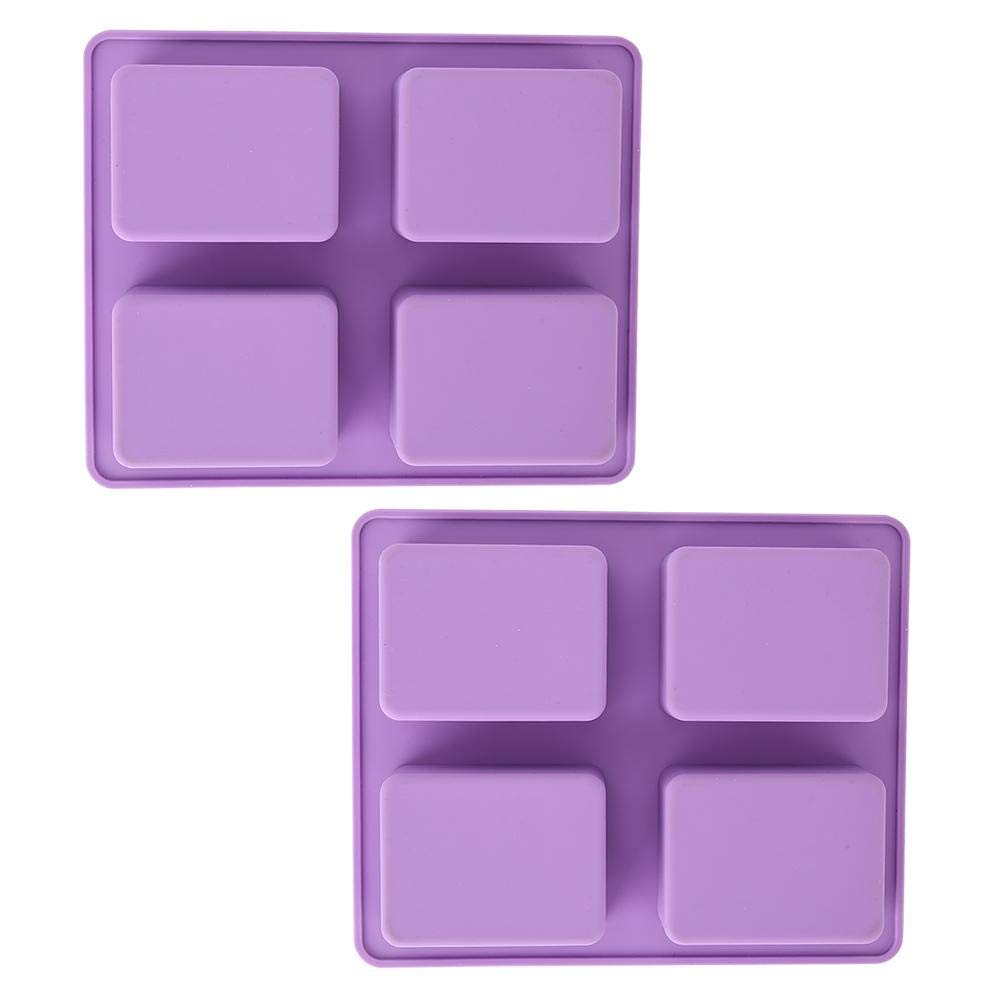 2-Piece Purple Silicone Ice Lattice Baking Molds with Tree Patterns - 4-Hole Cake Decorating Tools for DIY Homemade Desserts | Perfect for Cupcakes, Jellies, Chocolates & Candy Making