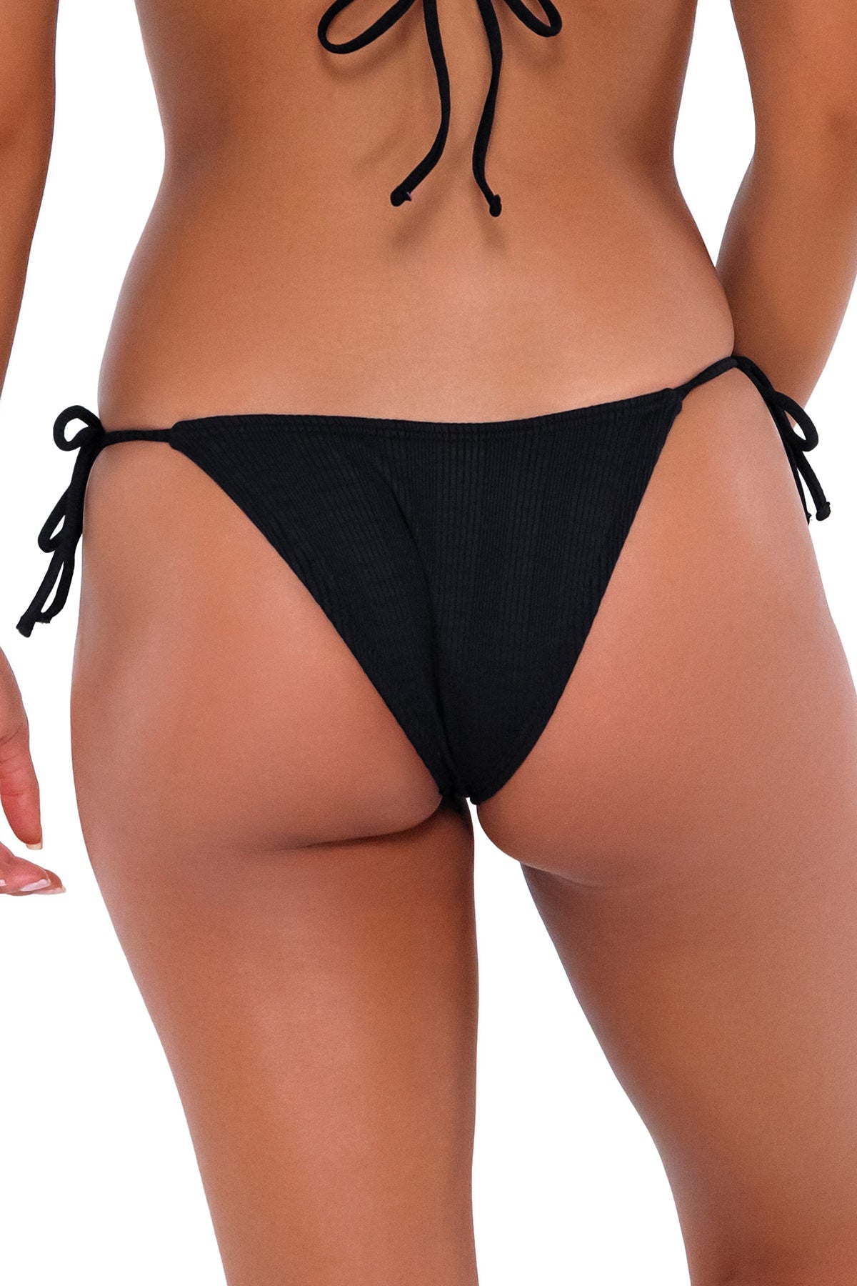 B Swim Black Baja Rib Jaelyn Bikini Bottom - High Waisted Swimwear for Women, Comfortable & Stylish Beachwear for Summer Vacations, Pool Parties & Tropical Getaways