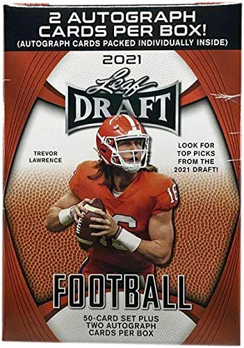 2021 Leaf Draft Football Blaster Box - 50-Card Set with 2 Autograph Cards per Box | Collectible Trading Cards for NFL Fans & Fantasy Football Enthusiasts