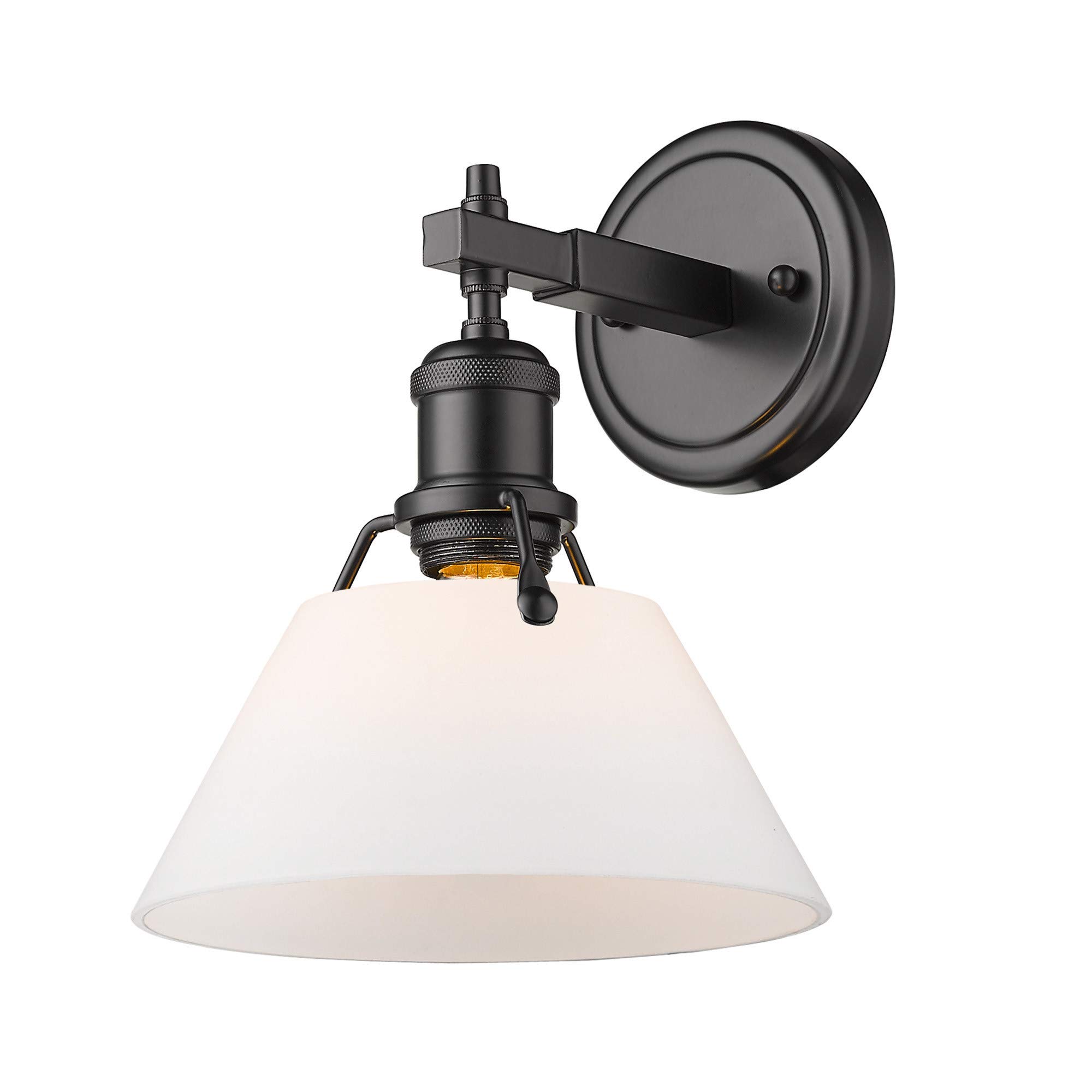 Golden Lighting 3306-BA1 BLK-PW Orwell Bath Vanity Light Fixture - Matte Black with Pewter Shade - Modern Bathroom Vanity Lighting for Mirrors - Perfect for Bathroom Renovation & Home Decor