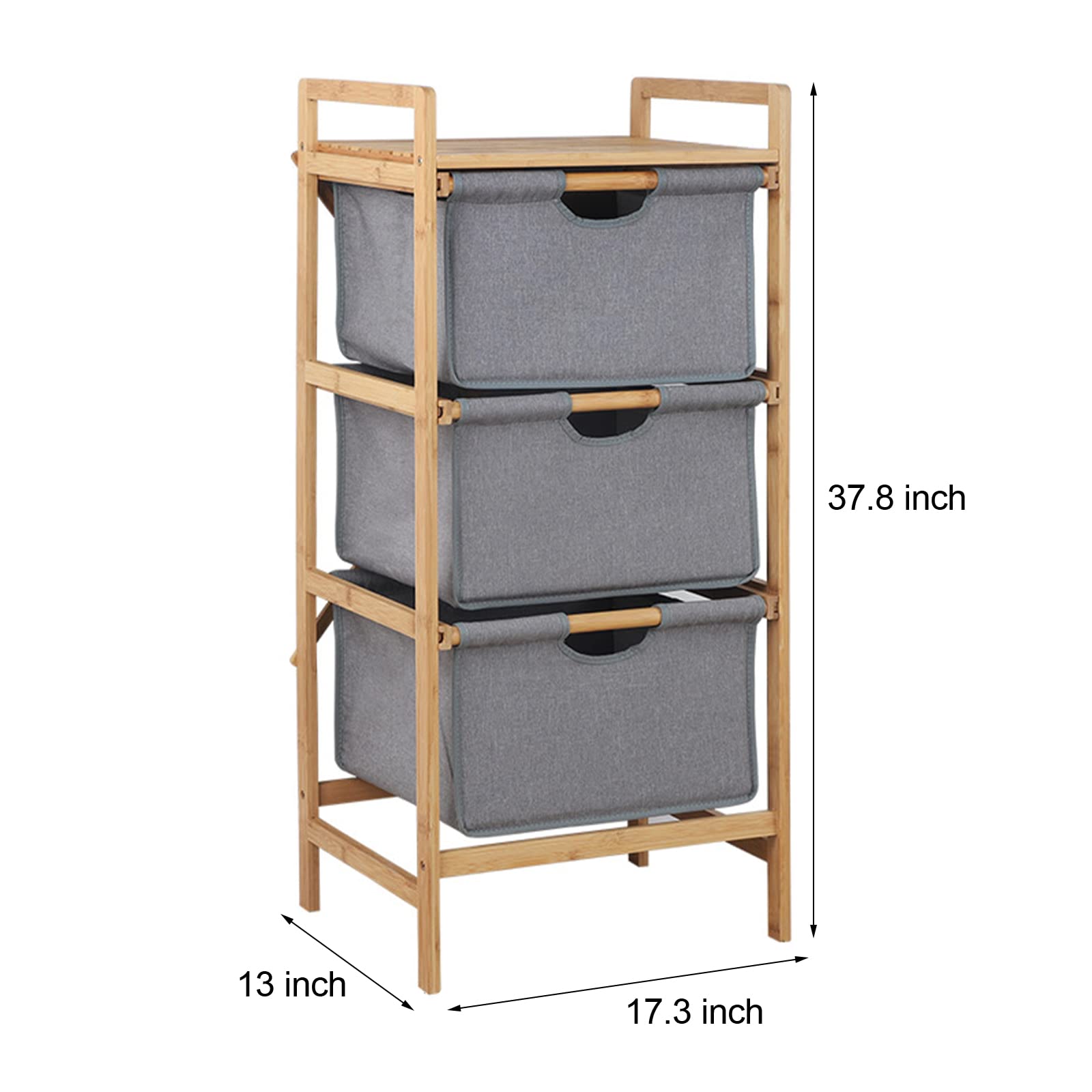 3-Tier Bamboo Laundry Hamper & Storage Basket - Portable Closet Organizer for Clothes, Toys, and Home Organization | Perfect for Bedroom, Bathroom, and Nursery Storage Solutions