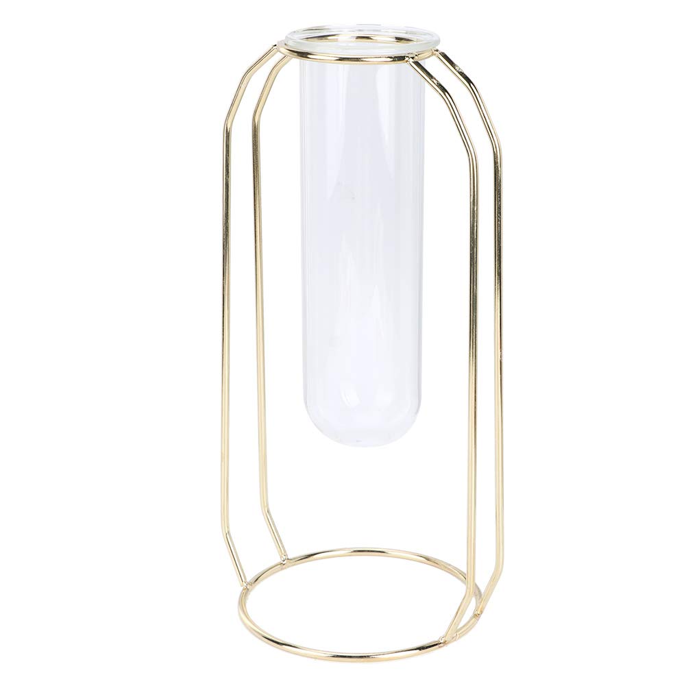 Modern Geometric Hydroponic Plant Vase - Durable Decorative Home Vase for Flowers & Plants (Golden) | Perfect for Living Room, Office Decor & Indoor Gardening