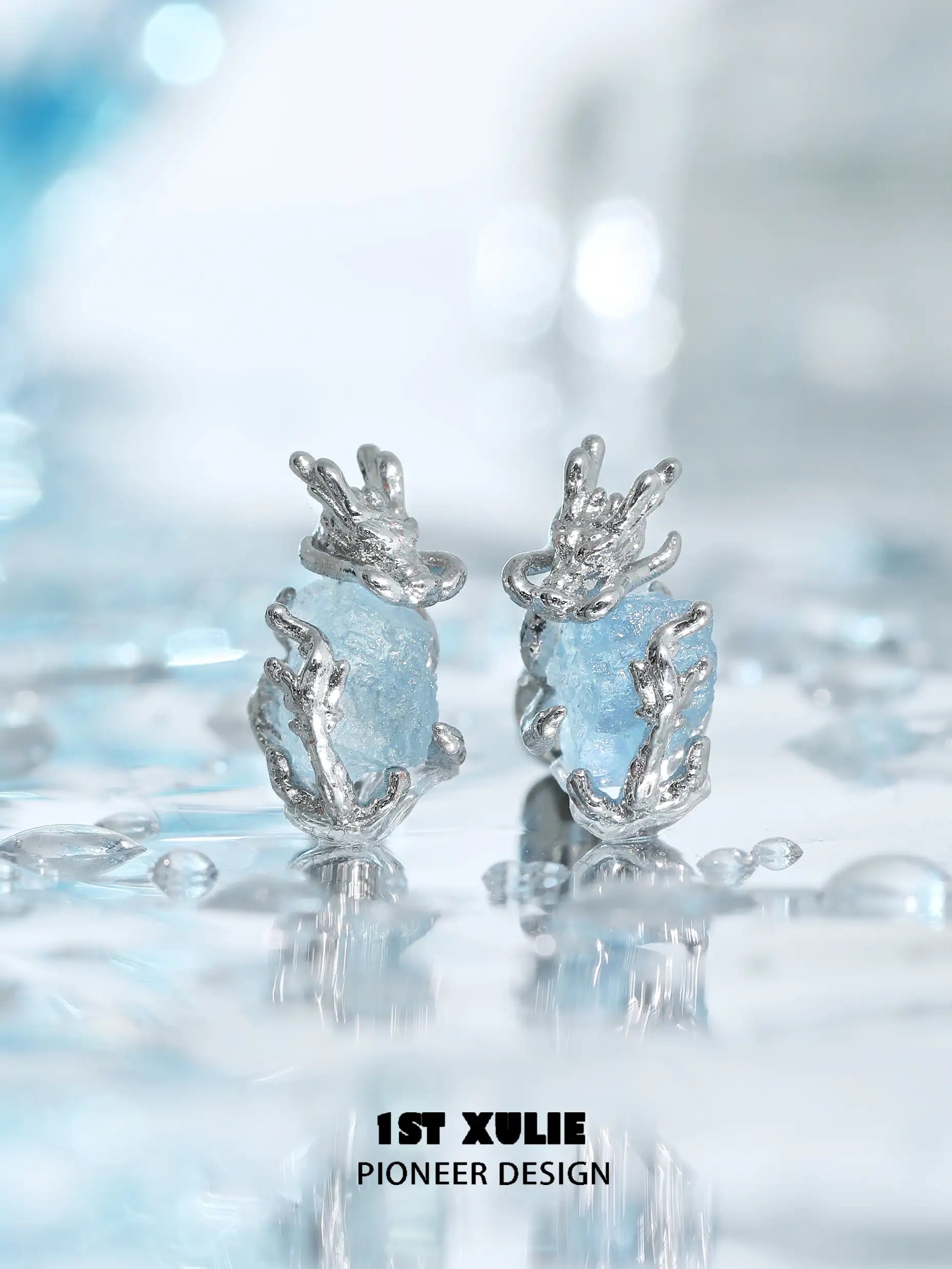 Loong Ling Aquamarine Stud Earrings for Women - 925 Sterling Silver Jewelry - Elegant Gift for Birthdays, Anniversaries & Special Occasions