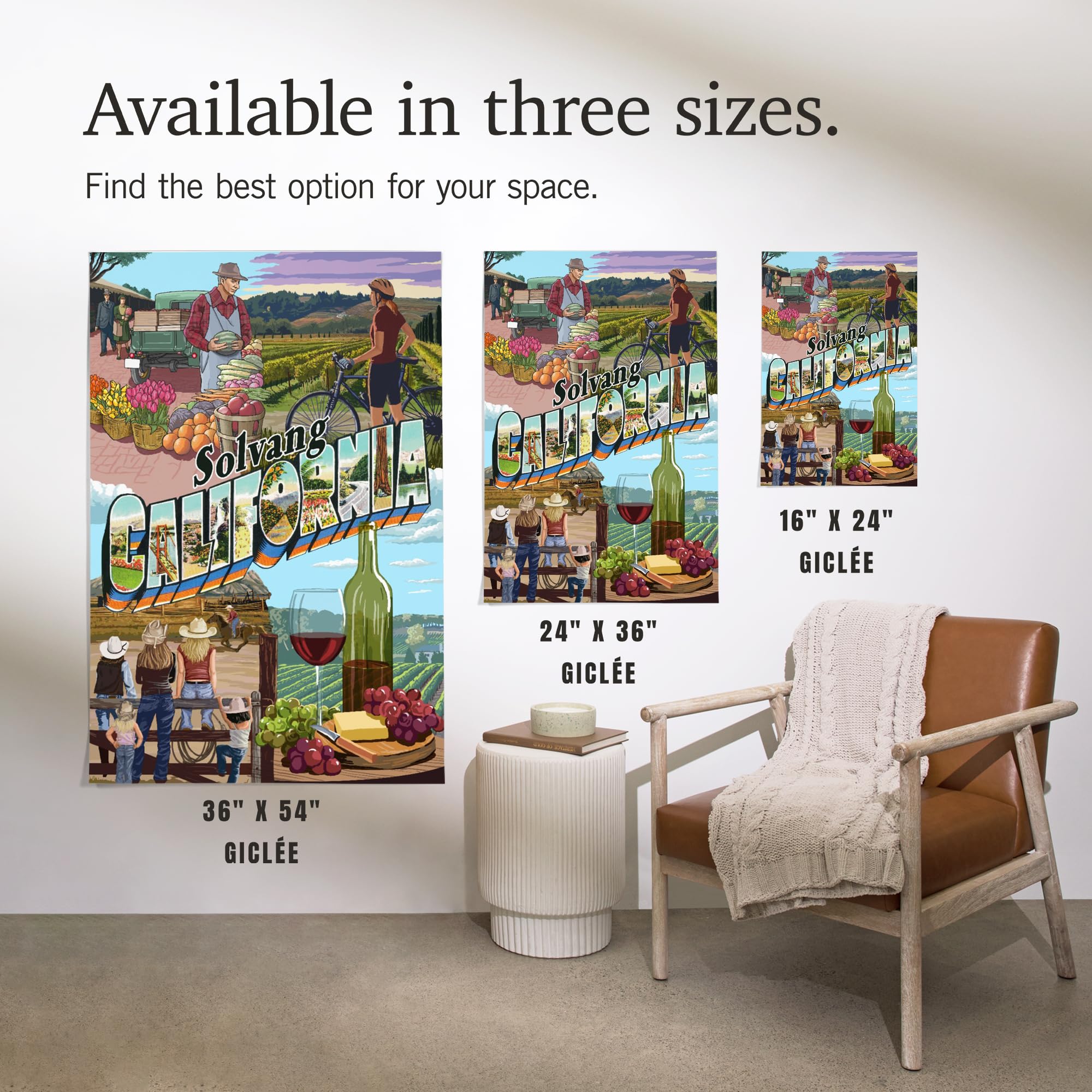 Lantern Press 16x24 Inch Giclee Art Print - Solvang California Landscape Wall Decor - Premium Canvas Wall Art for Living Room, Bedroom & Office