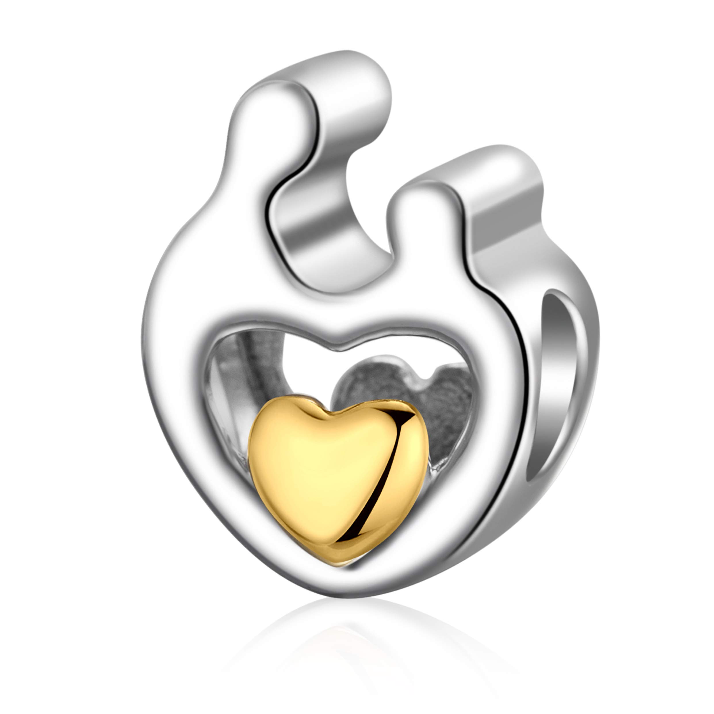 SOUKISS Happy Mother's Day Charms - 925 Sterling Silver Love Mom Heart Bead Pendant for Pandora Bracelets - Perfect Gift for Mom, Grandma, Wife on Mother's Day, Birthday & Anniversary