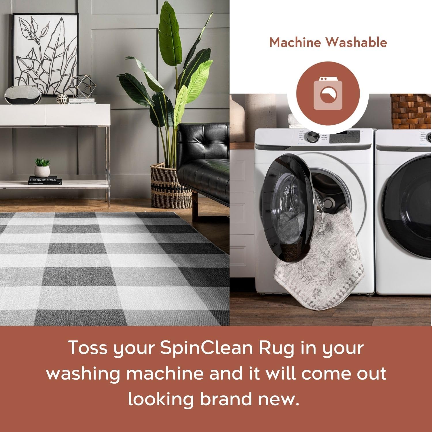 nuLOOM 8' Round SpinClean Machine Washable Stain-Resistant Area Rug with Non-Slip Backing - Low Profile for Living Room, Bedroom & Dining Room - Lucy Grey | Perfect for High-Traffic Areas, Pet-Friendly Homes & Easy Cleaning