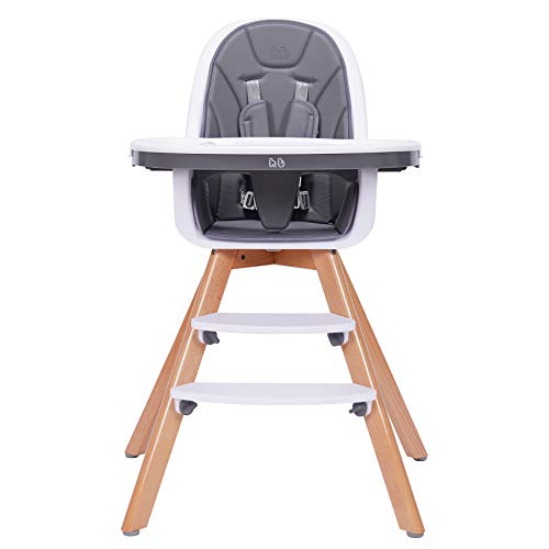 3-in-1 Adjustable Wooden High Chair for Babies & Toddlers - Convertible Booster Seat with Removable Double Trays | Modern Design | Easy Assembly | Perfect for Dining, Feeding & Playtime