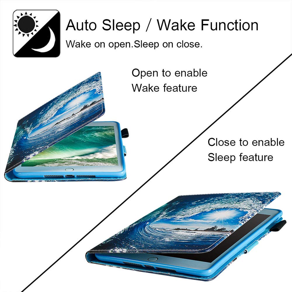 Premium PU Leather Smart Wallet Stand Folio Case for iPad 6th/5th Gen 9.7