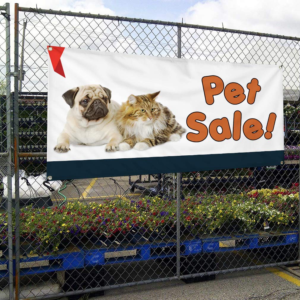 Durable 48x96 Inch Vinyl Banner with 8 Grommets - Weatherproof Outdoor Advertising Sign for Business, Pet Sales & Yard Events - Heavy-Duty Industrial Printing (Multiple Sizes Available) - Perfect for Storefronts, Trade Shows & Outdoor Promotions