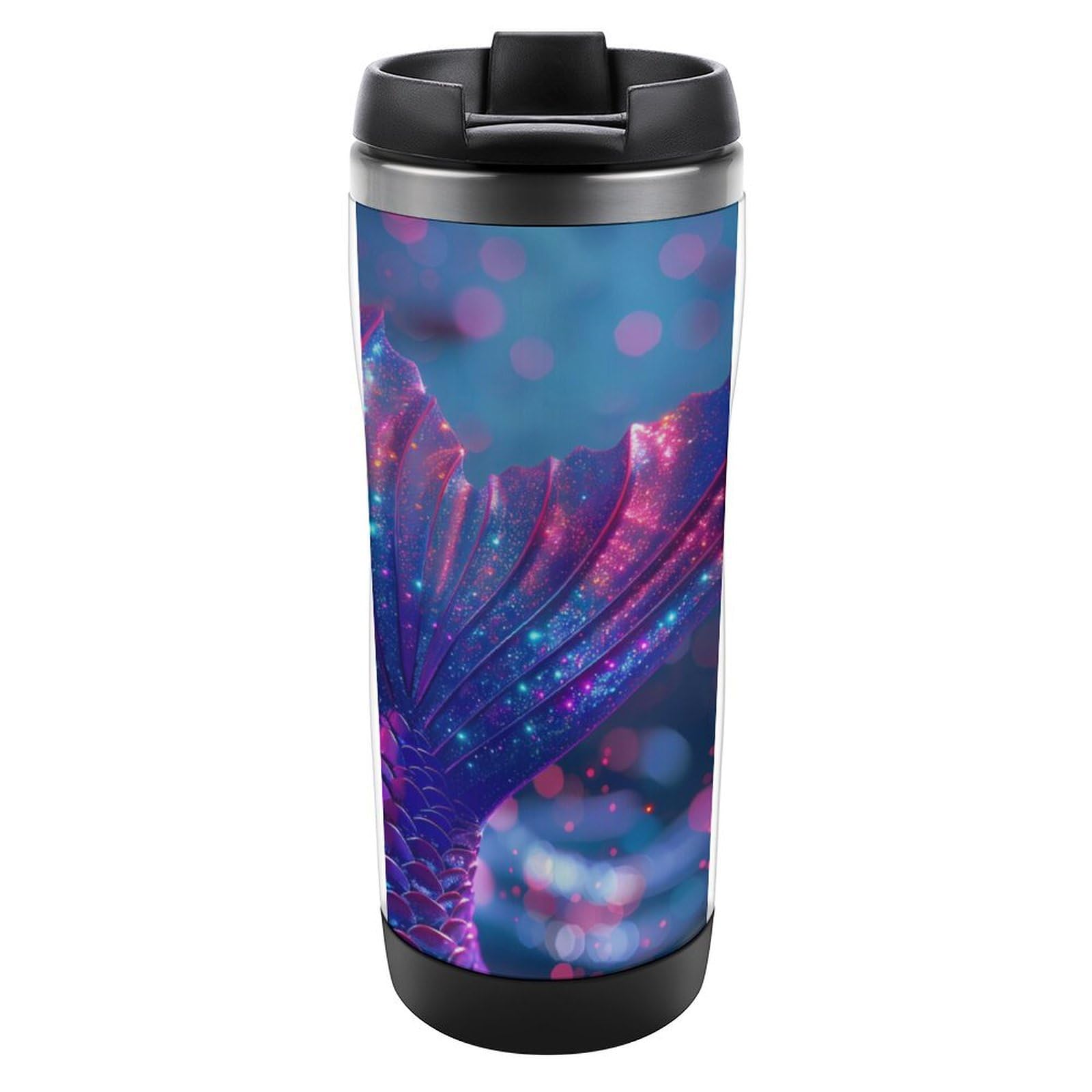 Mermaid Tail Print Stainless Steel Travel Mug - 20oz Insulated Tumbler for Coffee & Tea, Lightweight Leak-Proof Water Bottle - Perfect for Beach, Office & Outdoor Adventures