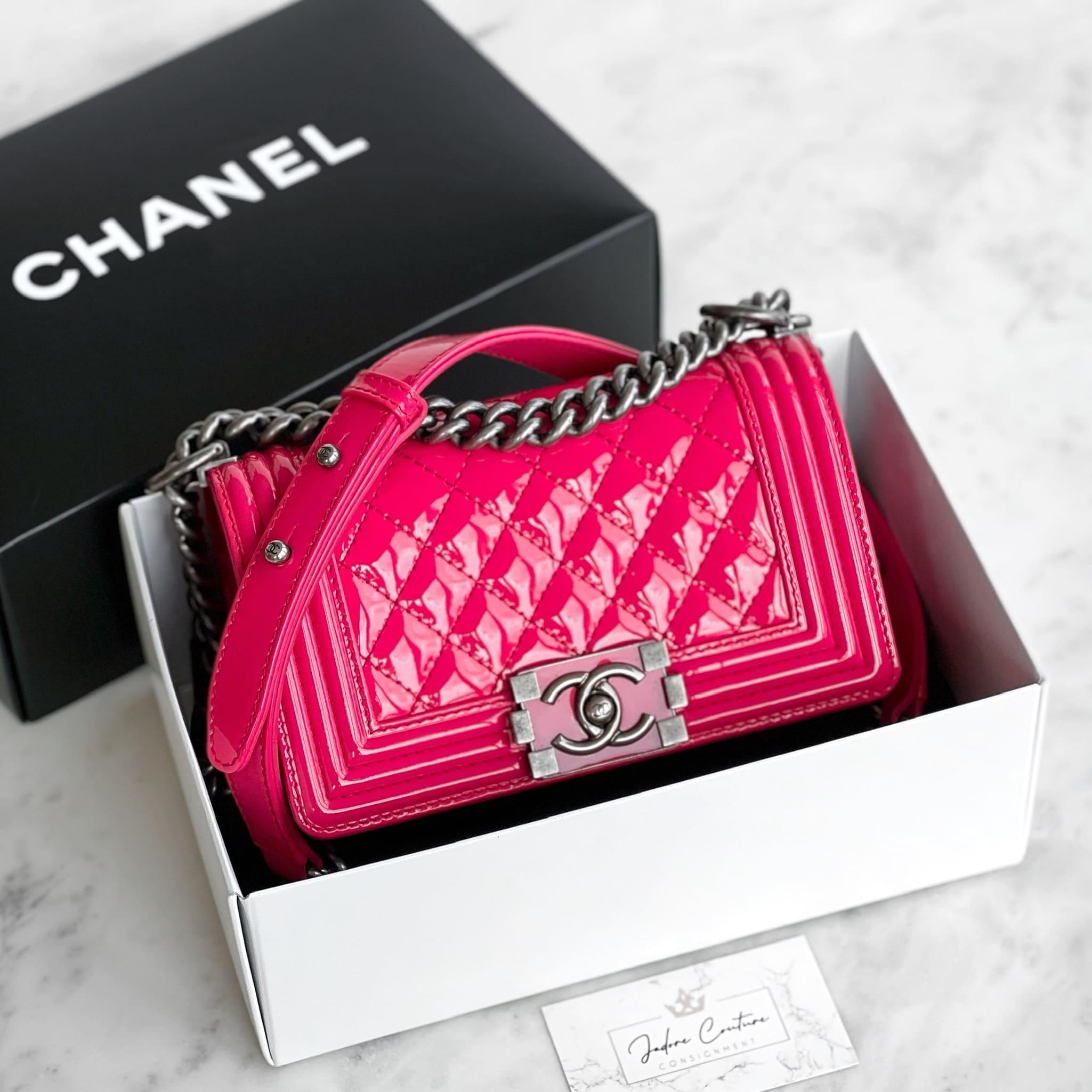 Chanel Pink Patent Leather Small Boy Bag - Luxury Crossbody Handbag for Women, Perfect for Parties, Dates & Special Occasions