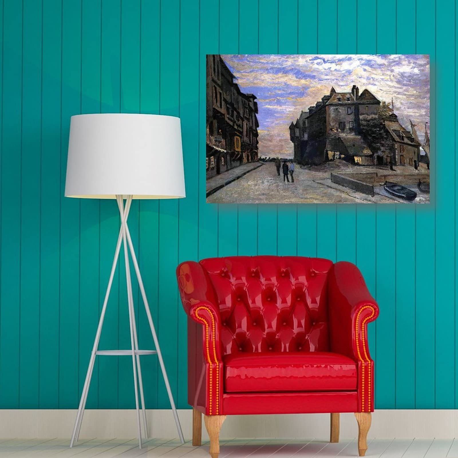 Oscar Claude Monet The Lieutenancy at Honfleur Painting - Premium Art Poster & Canvas Wall Decor (16x24 inch/40x60cm) Framed/Unframed - Perfect for Living Room, Bedroom & Office Decor