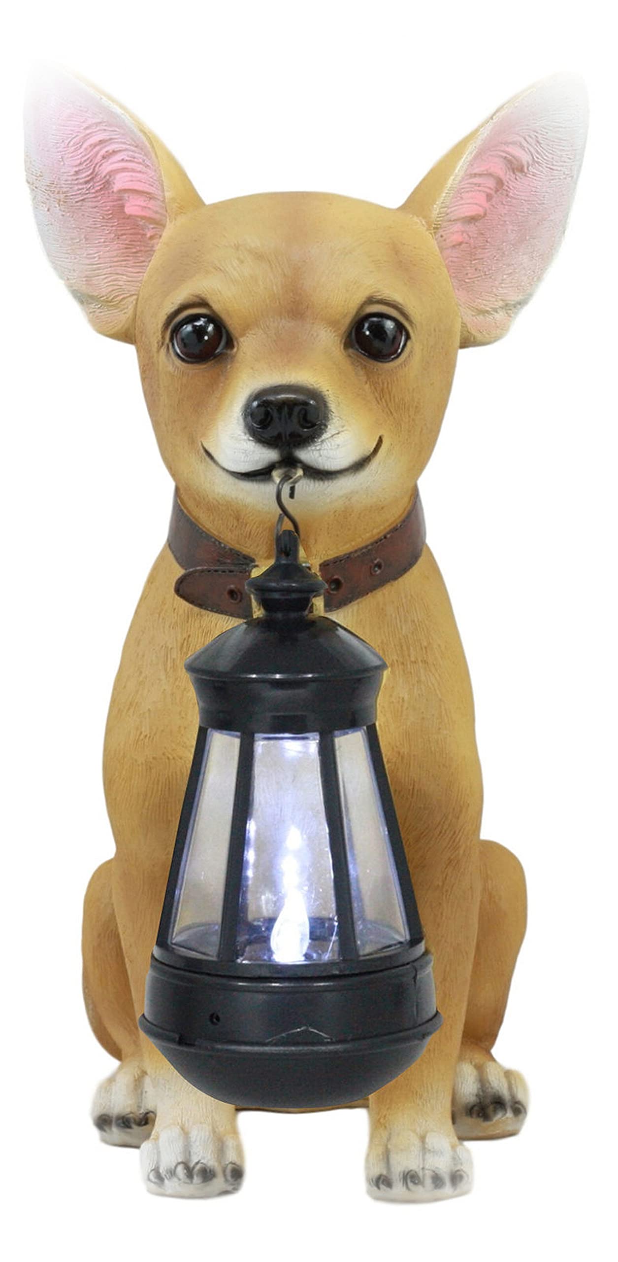 Solar LED Mexican Chihuahua Dog Statue - Picante Themed Outdoor Garden Decor with Path Lighting (EB-6341GIF) - Perfect for Patio, Yard, and Birthday Gifts