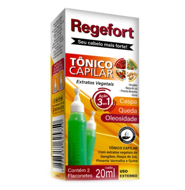 3-in-1 Tonic Regefort Anti-Dandruff Treatment for Oily Scalp & Hair - 2x20ml Bottles | Controls Dandruff, Reduces Oiliness & Soothes Scalp | Perfect for Daily Hair Care Routine & Scalp Treatment