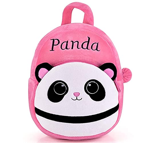 **Cartoon Character Kids School Backpack - Soft Plush Fabric Backpack for Boys & Girls (Pink Panda) - Perfect for Preschool, Kindergarten & Daycare**