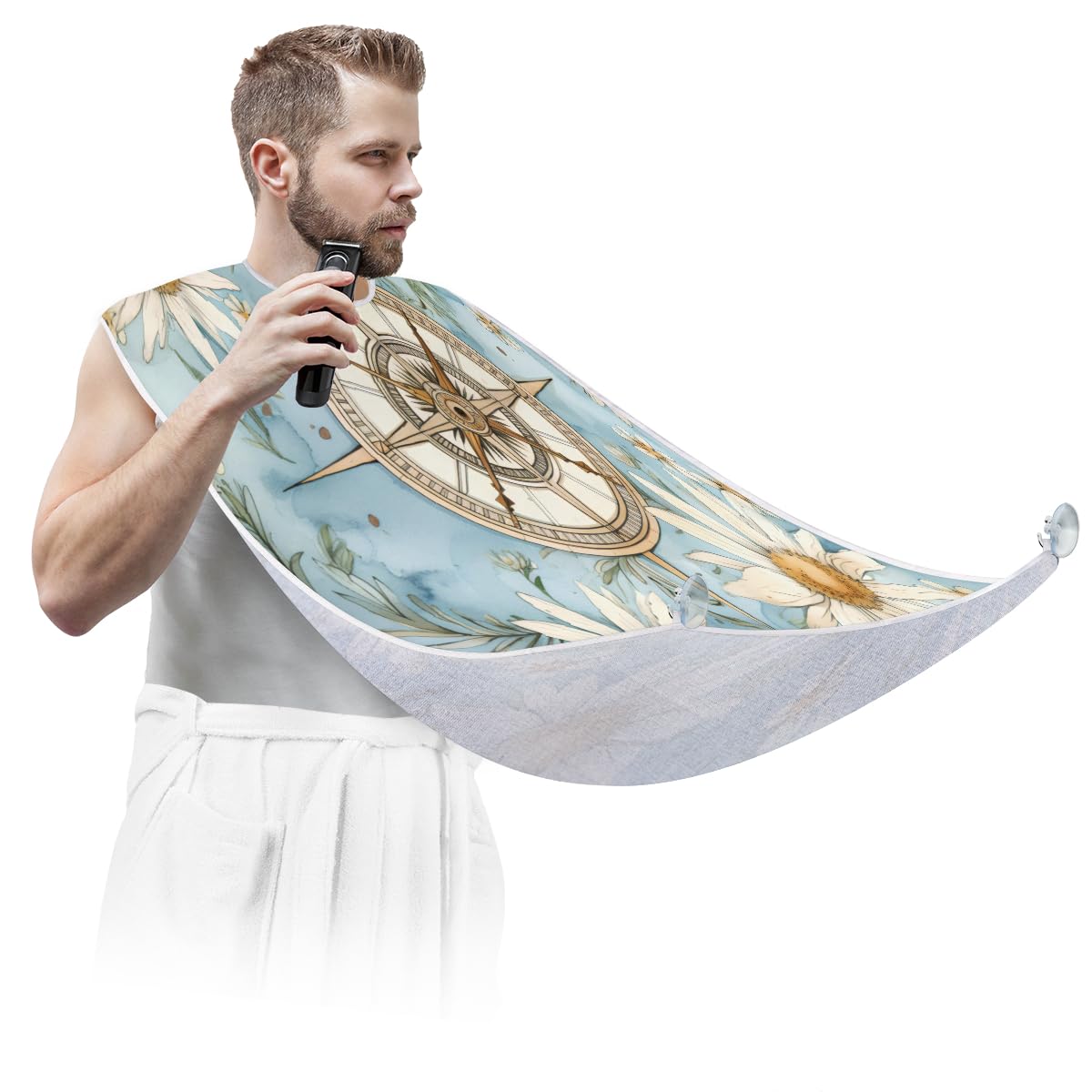 **Men's Nautical Compass Beard Shaving Bib - Waterproof Hair Dye Apron for Barbers & Stylists - Sink Hair Catcher for Clean Shaving & Grooming - Perfect Gift for Beard Trimming & Haircutting at Home or Salon**