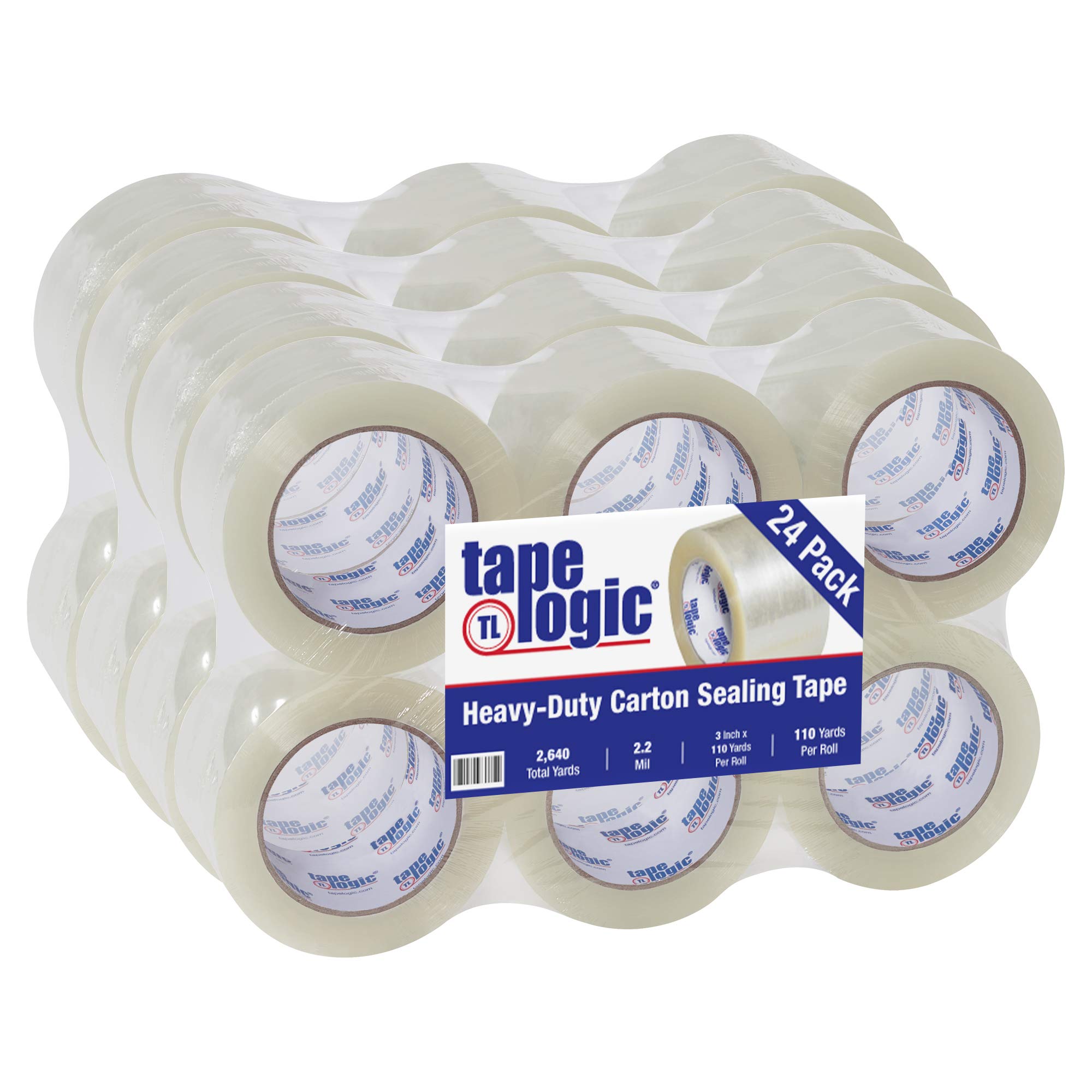 Tape Logic 3 Inch x 110 Yards Clear Hot Melt Packing Tape, 2.2 Mil Thick, 24 Rolls Bulk Pack - Heavy Duty for Shipping Boxes, Moving Supplies, Office & Home Packaging