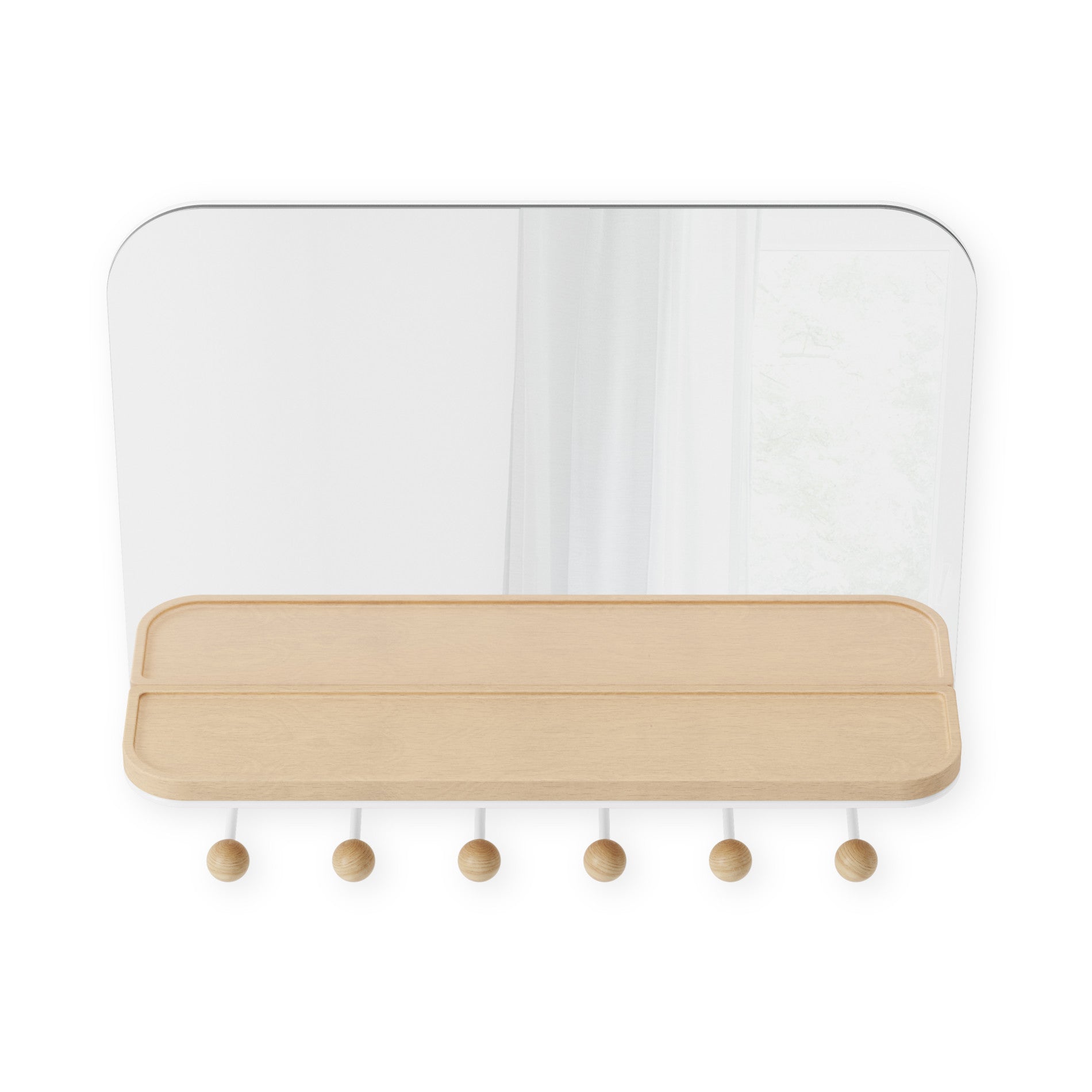 Estique Wall Mirror with Hooks - Full Length Mirror for Bedroom, Bathroom, Living Room & Entryway - Durable Framed Mirror with Hooks for Hanging Clothes, Jewelry & Accessories