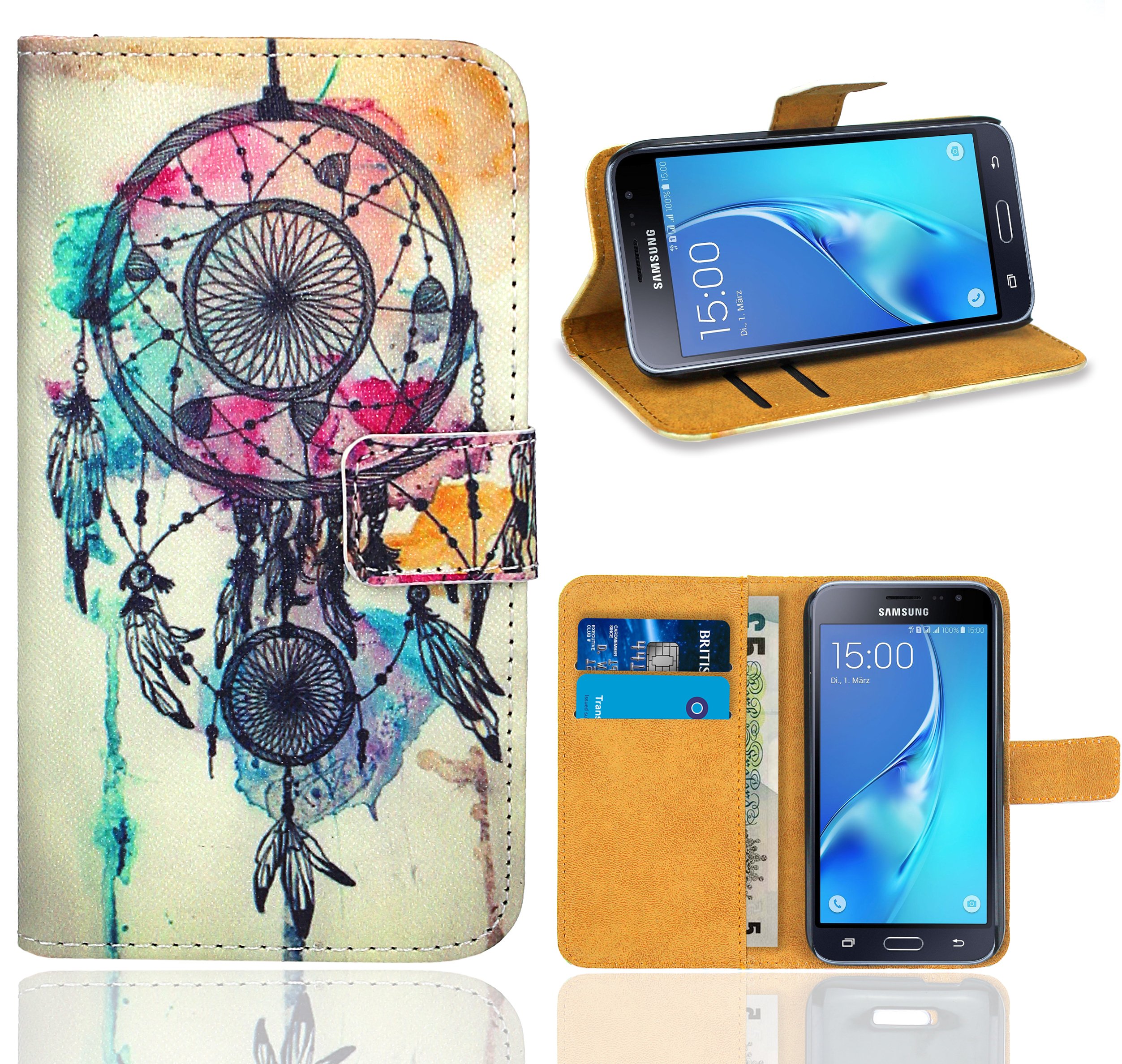Premium Leather Samsung Galaxy J3 2016 Case with Kickstand - Flip Wallet Cover for Protection & Style | Perfect for Work, Travel & Everyday Use
