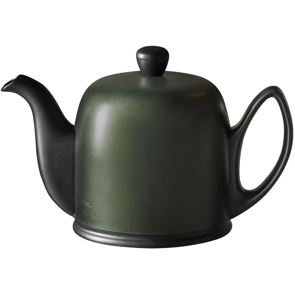 Luxury French Tea Pot - Salam Collection - 4 Cup Capacity - Black with Emerald Aluminum Lid - Perfect for Afternoon Tea, Gifts & Home Decor