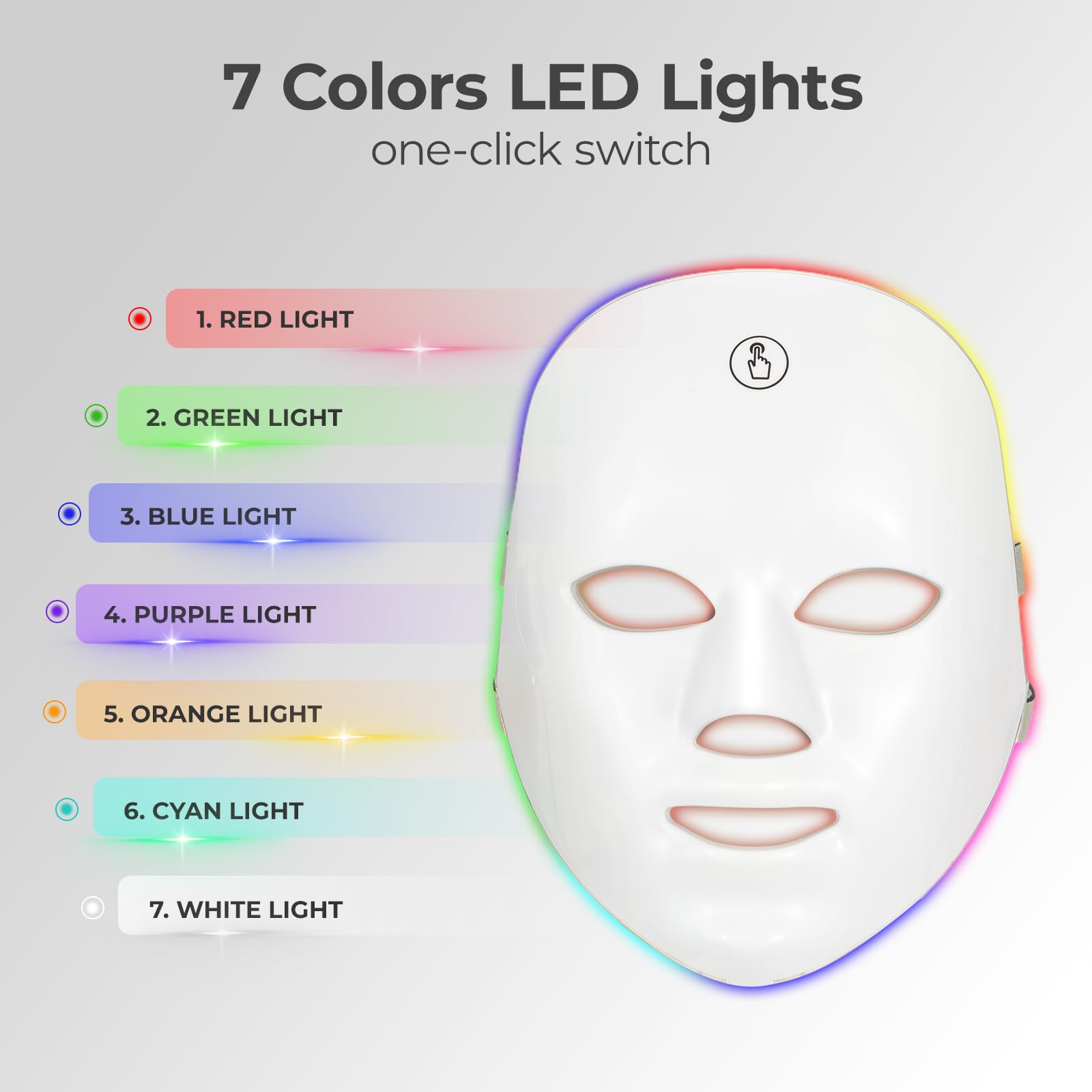 Red Light Therapy Mask for Face - 7 Color LED Facial Treatment Device, Portable & Rechargeable At-Home Skincare | Anti-Aging, Acne Relief & Skin Rejuvenation | Perfect for Daily Beauty Routine & Spa Night