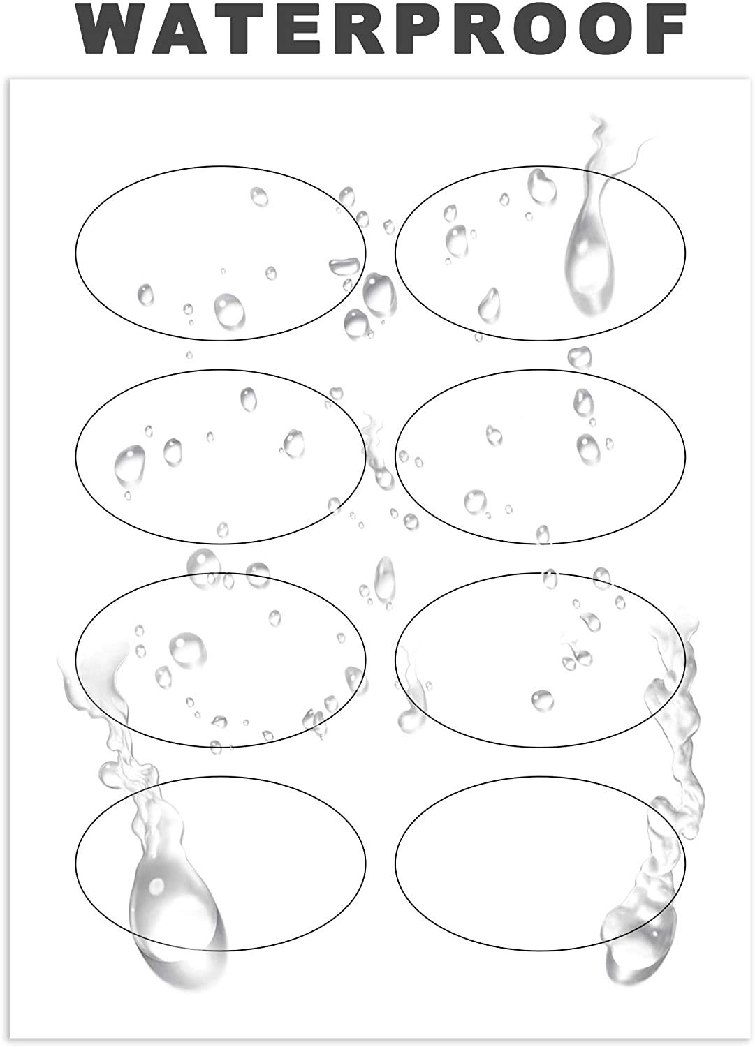 Waterproof Oval White Stickers 2