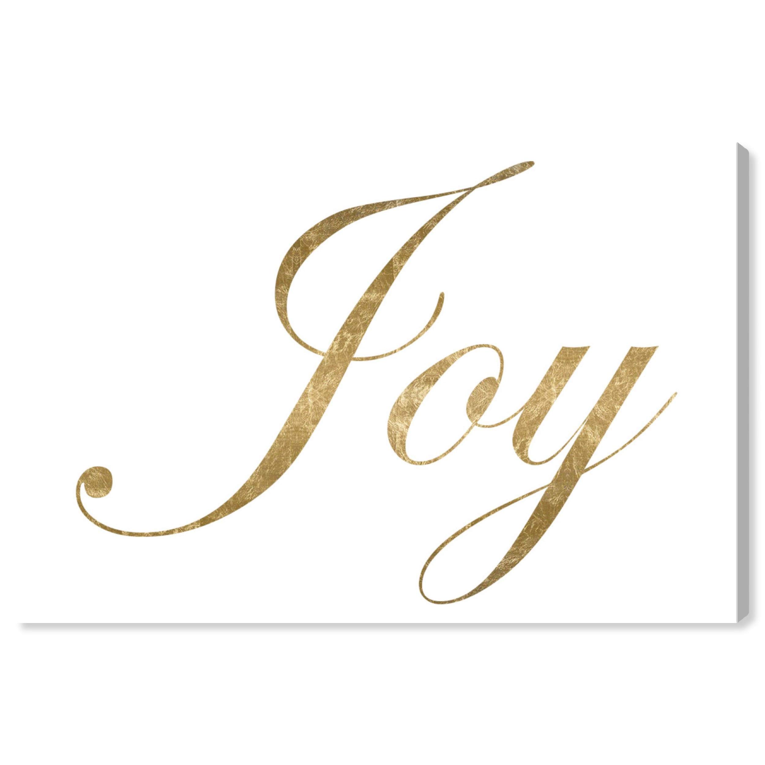 Oliver Gal Artist Co. Typography & Quotes Wall Art Canvas Print - 'Joy' Home Decor, 36x24 Inches, Gold & White - Perfect for Living Room, Bedroom & Office Decor