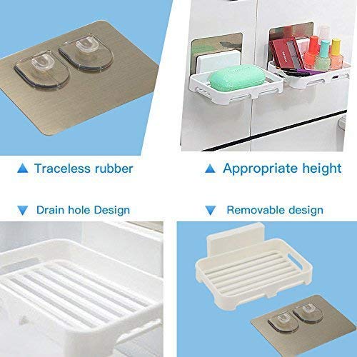 Waterproof Self-Adhesive Wall Mounted Soap Holder - Bathroom & Kitchen Soap Stand with Strong Adhesive, White Bathroom Accessories - Perfect for Shower, Sink, and Countertop Organization