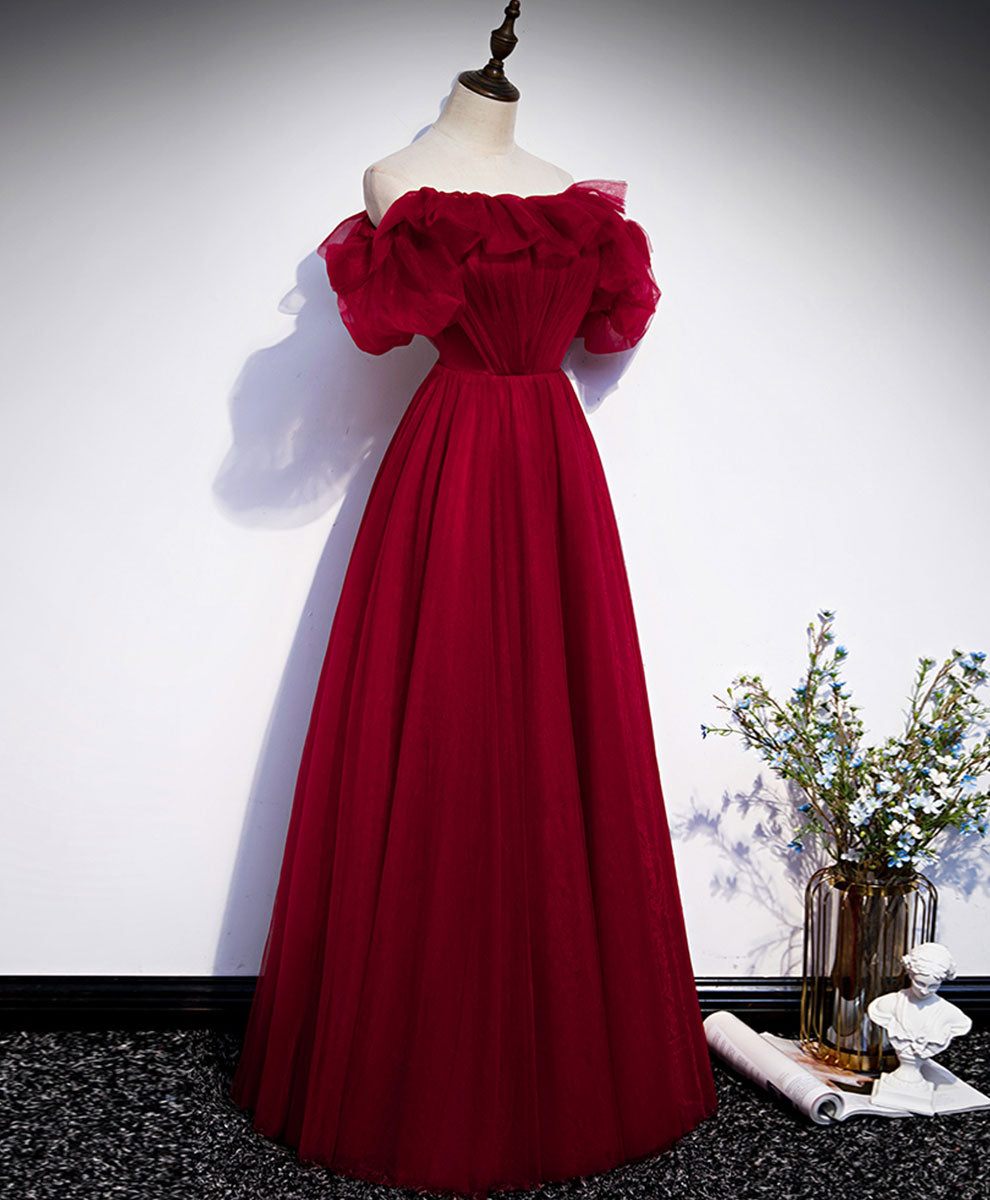 Elegant Burgundy A-Line Long Prom Dress for Women - Perfect for Weddings, Parties & Formal Events