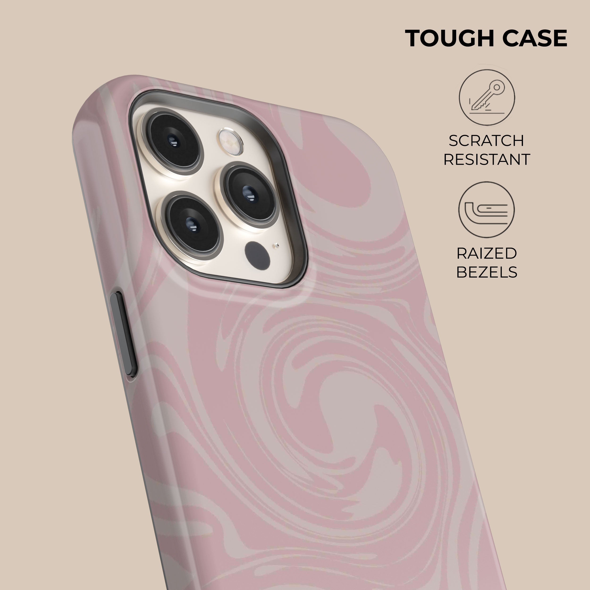 Pink Swirl Phone Case for iPhone 15 14 13 12 Pro Max - Cute Marble Design Protective Cover with Grip - Perfect for Everyday Use, Travel & Fashion Accessories