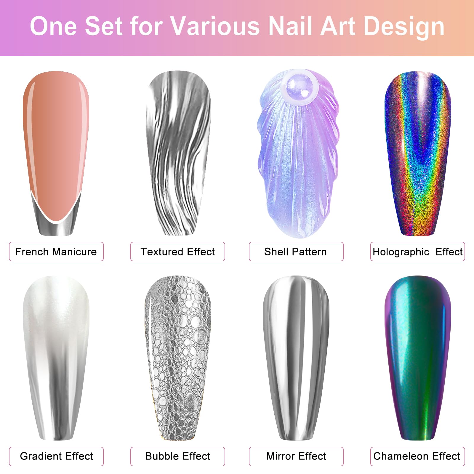 Pearl White Chrome Nail Powder for Women - Aurora Mermaid Iridescent & Holographic Rainbow Nail Glitter - Mirror Effect Metallic Manicure Powder for Nail Art, Salon & DIY Home Nail Designs