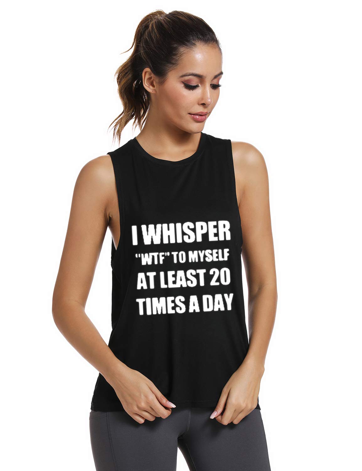 Funny Saying Racerback Tank Tops for Women - Breathable Sleeveless Workout Shirts for Gym, Yoga & Summer Outfits | FANNOO Women's Fitness Apparel